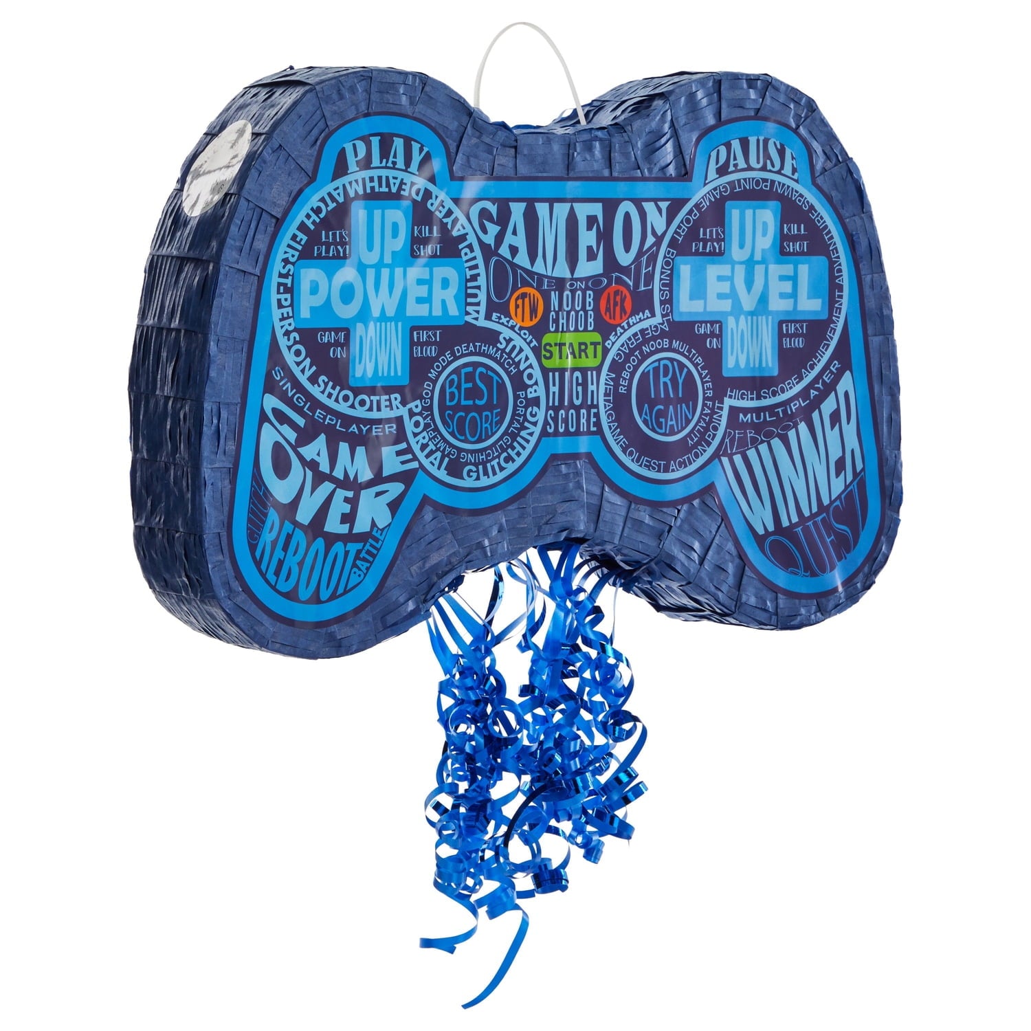Pull String Video Game Pinata, Blue Gaming Controller for Gamer Party Decorations for Boys (16.5 x 11 x 3 In), Ages 3-14