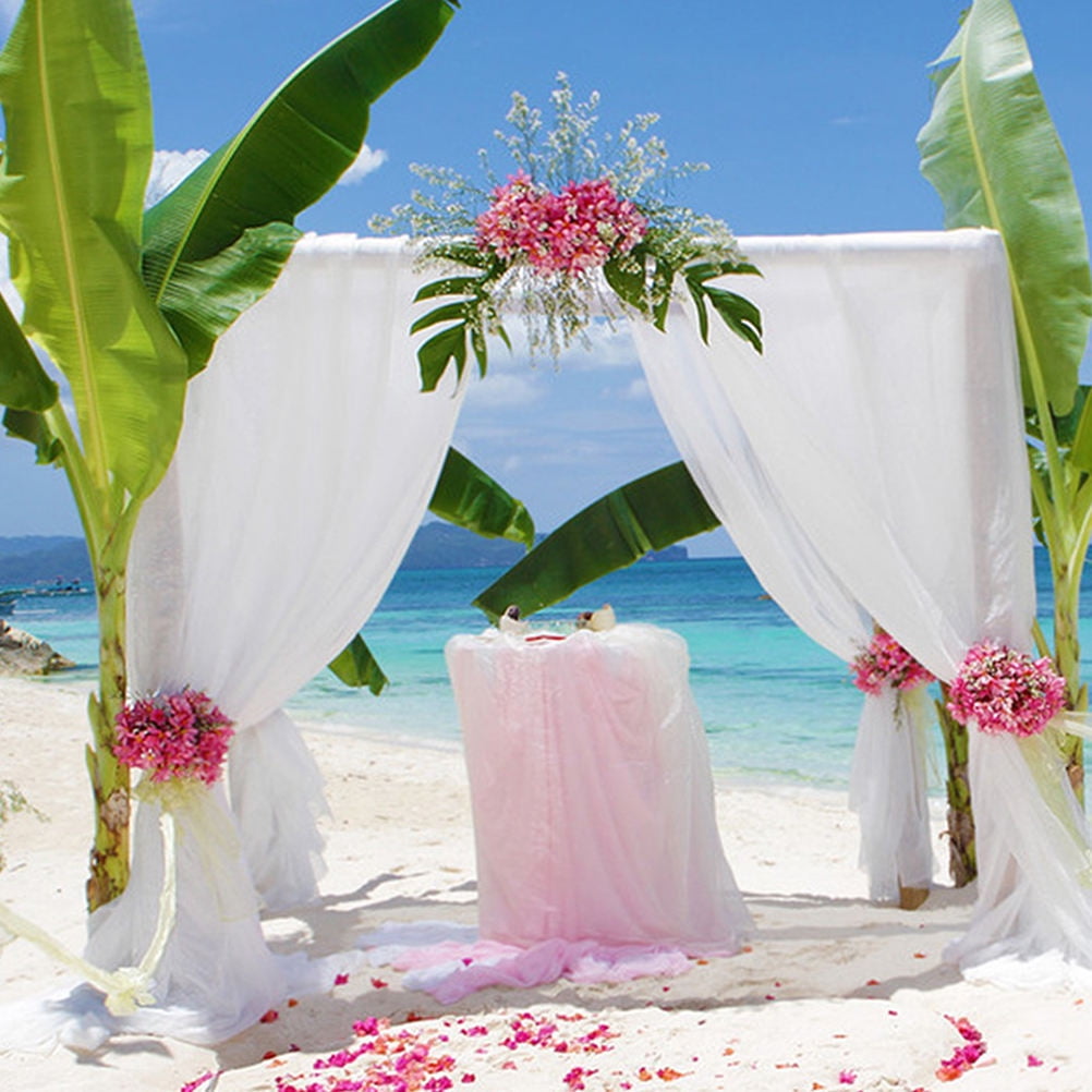 Raindrops Chiffon Curtain for Wedding Photo Background 2Set 117.90X58.95In