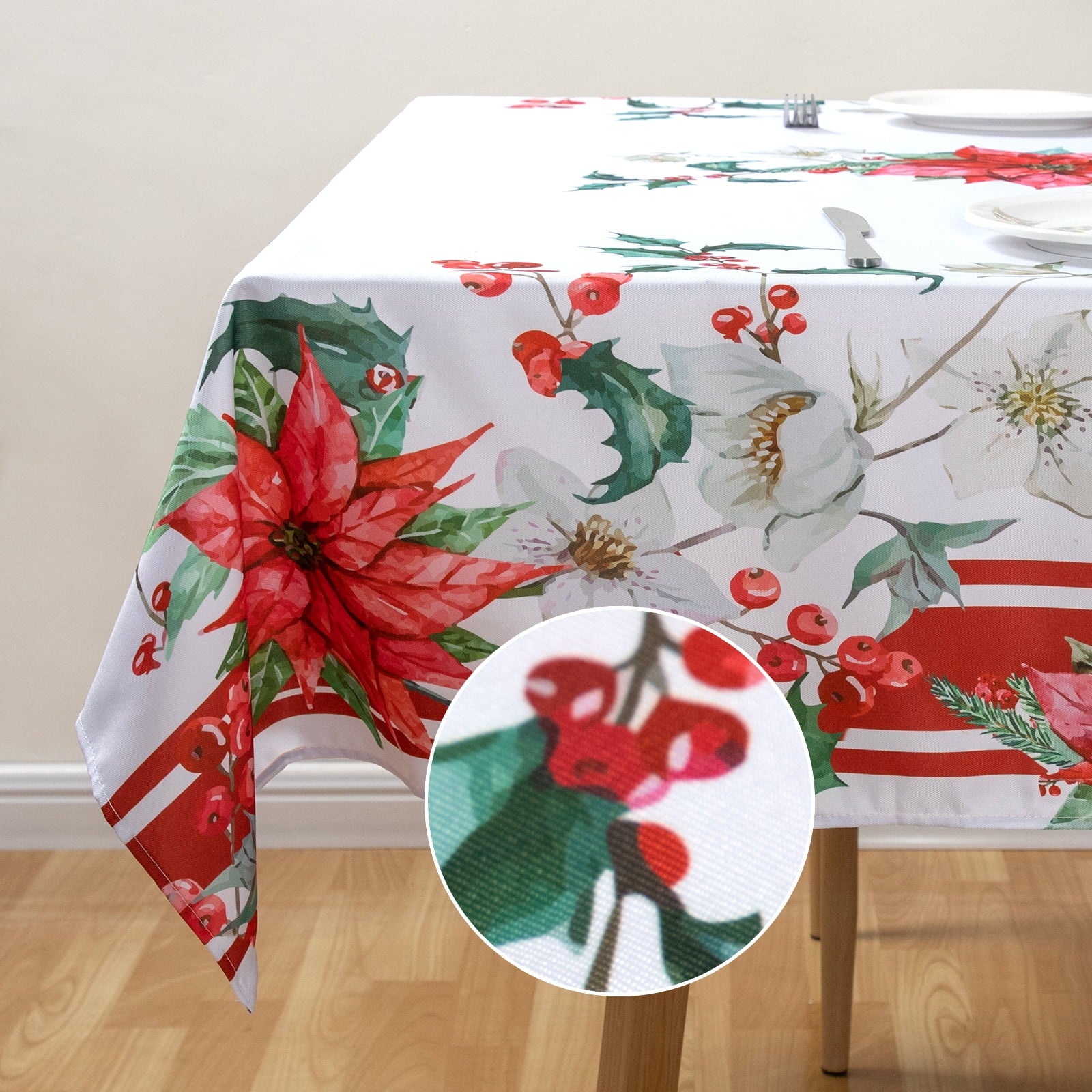 RAY STAR Large Christmas Table Cloth for Rectangle Table 60x120 Polyester Machine Washable Table Cloths, Thick Can not See Through Heavy Duty Tablecloth