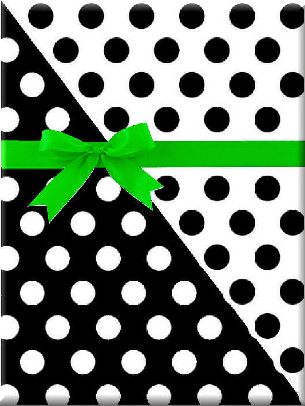 Reversible Double-Sided Black and White Polka Dot Specialty Gift Wrapping Paper Premium Specialty 15Ft Roll