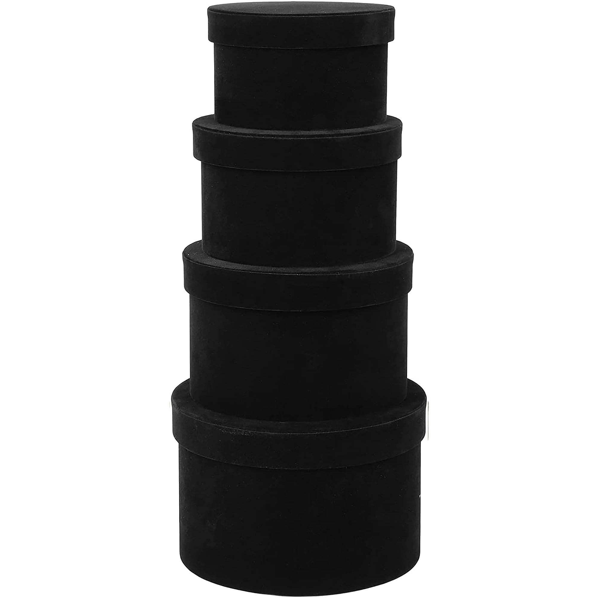 Round Gift Boxes with Lids Velvet Nesting Red Gifts Box for Presents Set of 4
