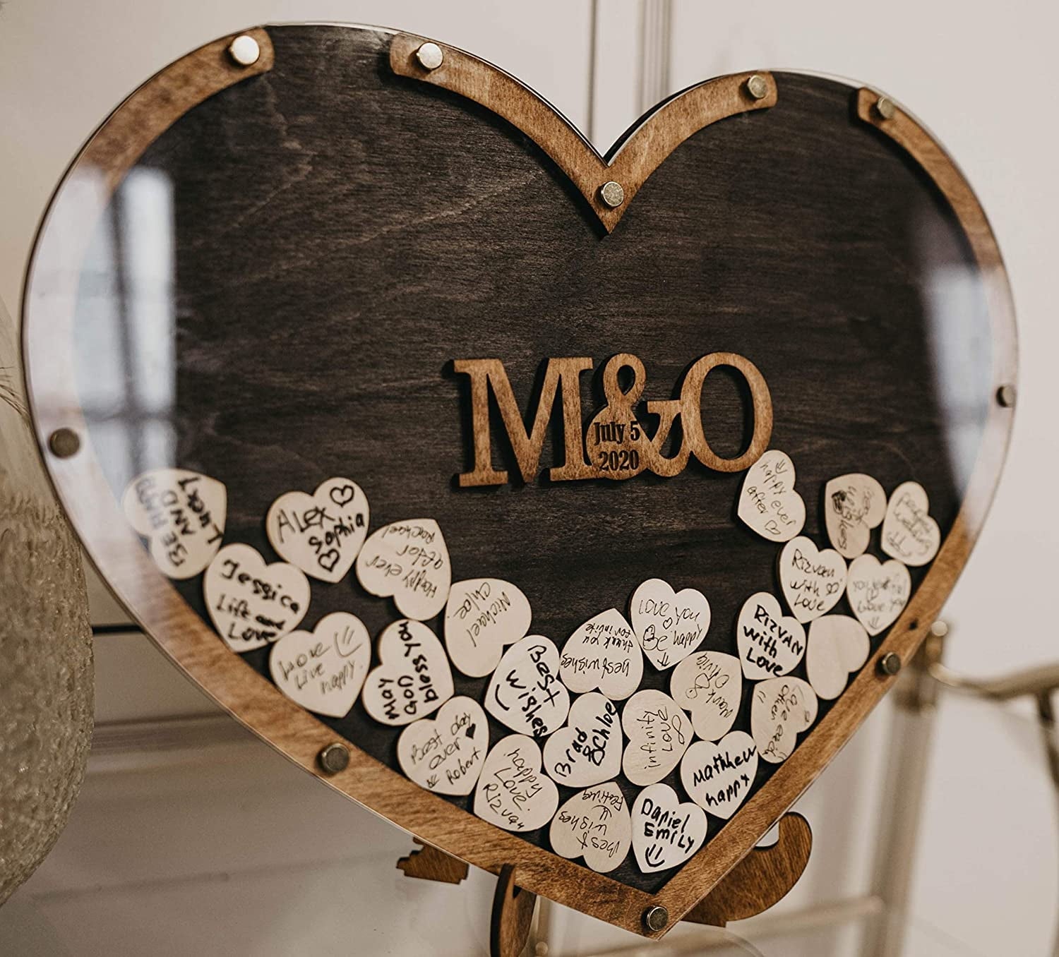Rustic Wedding Guest Book, Heart Drop Guest Book, Personalized Wedding Guest Book Alternative, Heart Frame Wedding Guest Book, Guest Book Sign, Wedding Decor, Wooden Drop Box (ebony)