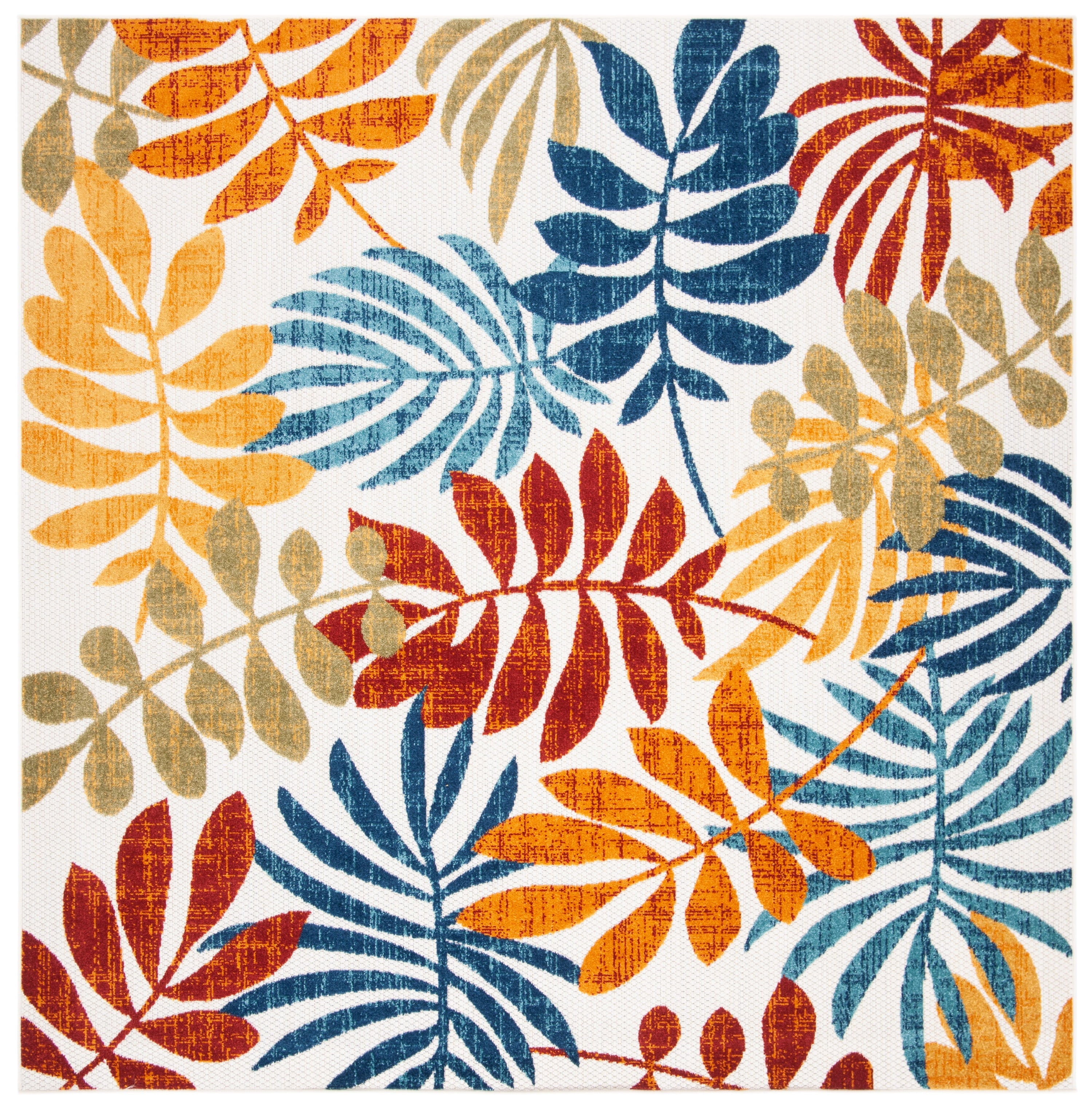 SAFAVIEH Cabana Elouise Botanical Indoor/Outdoor Runner Rug, Creme/Red, 2' x 18'