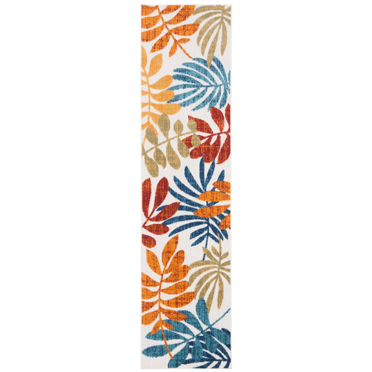 SAFAVIEH Cabana Elouise Botanical Indoor/Outdoor Runner Rug, Creme/Red, 2' x 18'