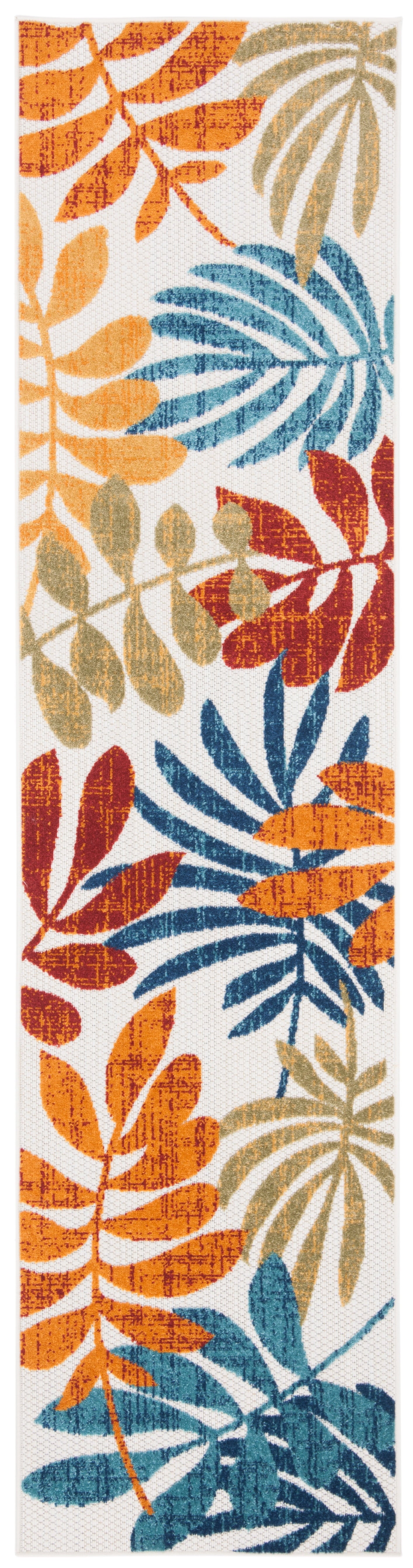 SAFAVIEH Cabana Elouise Botanical Indoor/Outdoor Runner Rug, Creme/Red, 2' x 18'