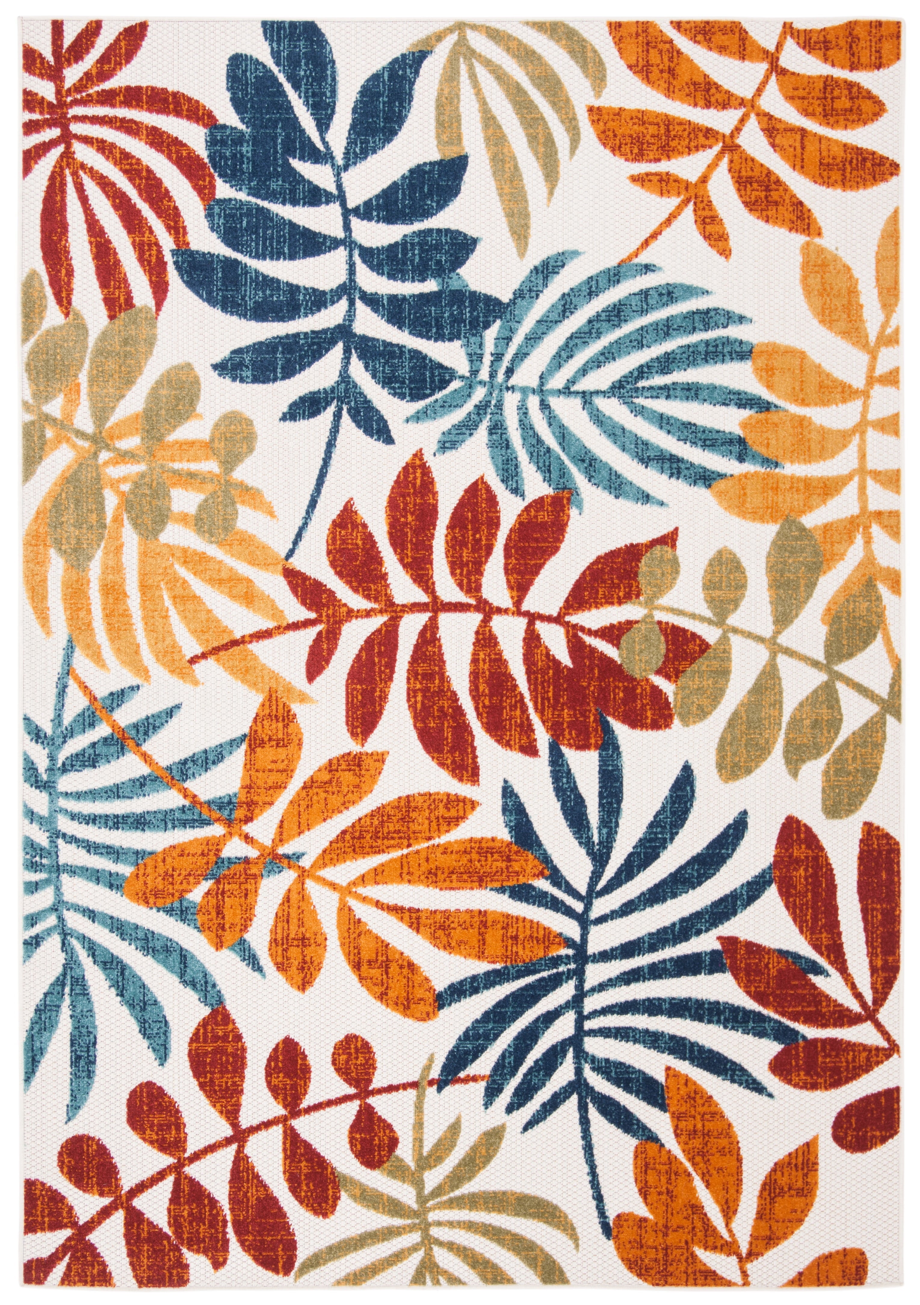 SAFAVIEH Cabana Elouise Botanical Indoor/Outdoor Runner Rug, Creme/Red, 2' x 18'