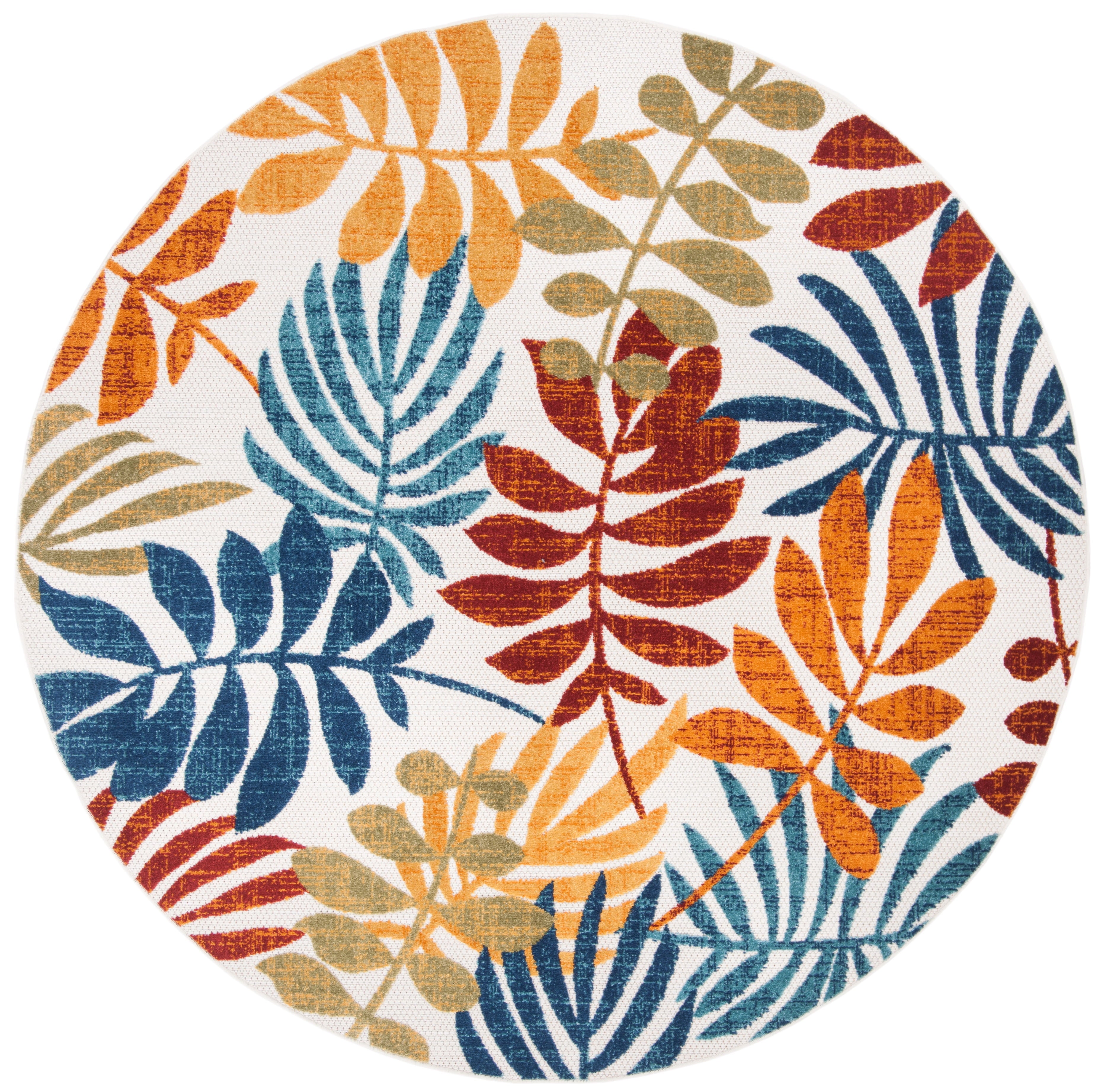 SAFAVIEH Cabana Elouise Botanical Indoor/Outdoor Runner Rug, Creme/Red, 2' x 18'