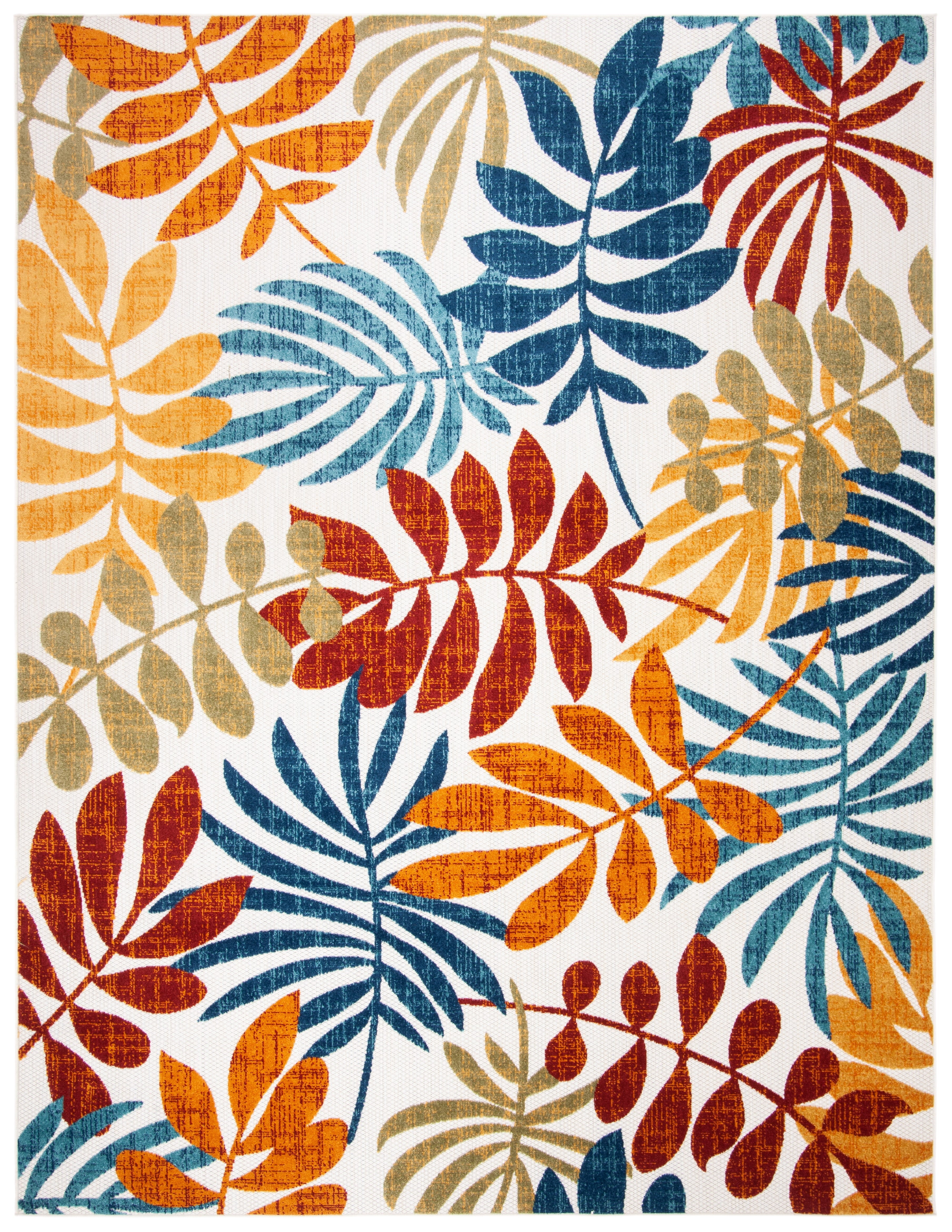 SAFAVIEH Cabana Elouise Botanical Indoor/Outdoor Runner Rug, Creme/Red, 2' x 18'