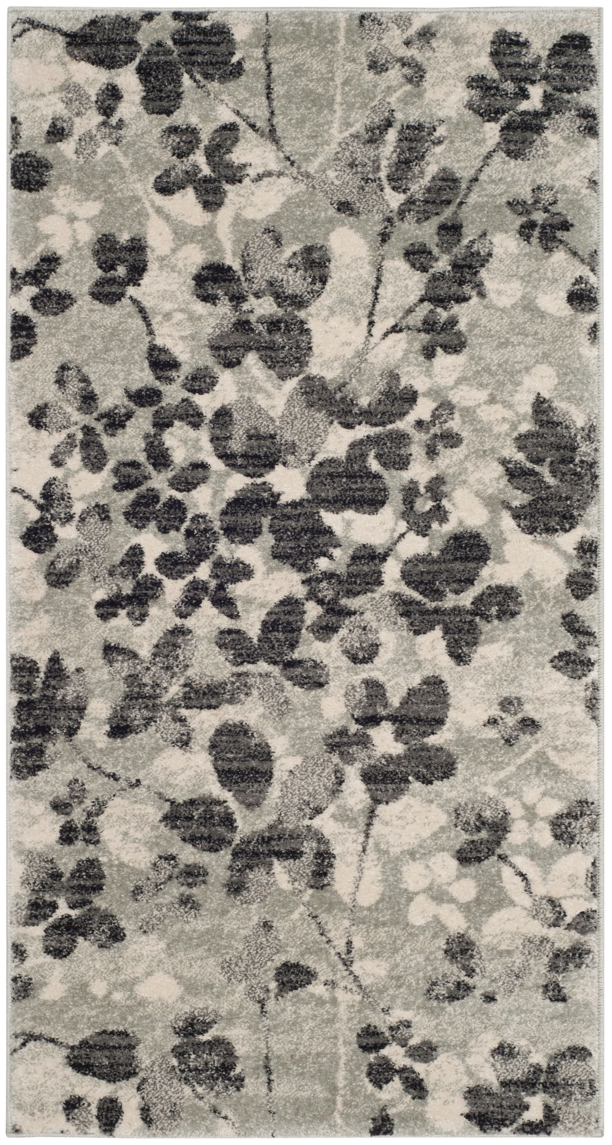 SAFAVIEH Evoke Pavel Floral Area Rug, Grey/Gold, 6'7" x 6'7" Round