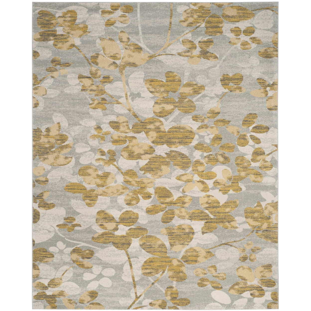 SAFAVIEH Evoke Pavel Floral Area Rug, Grey/Gold, 6'7" x 6'7" Round