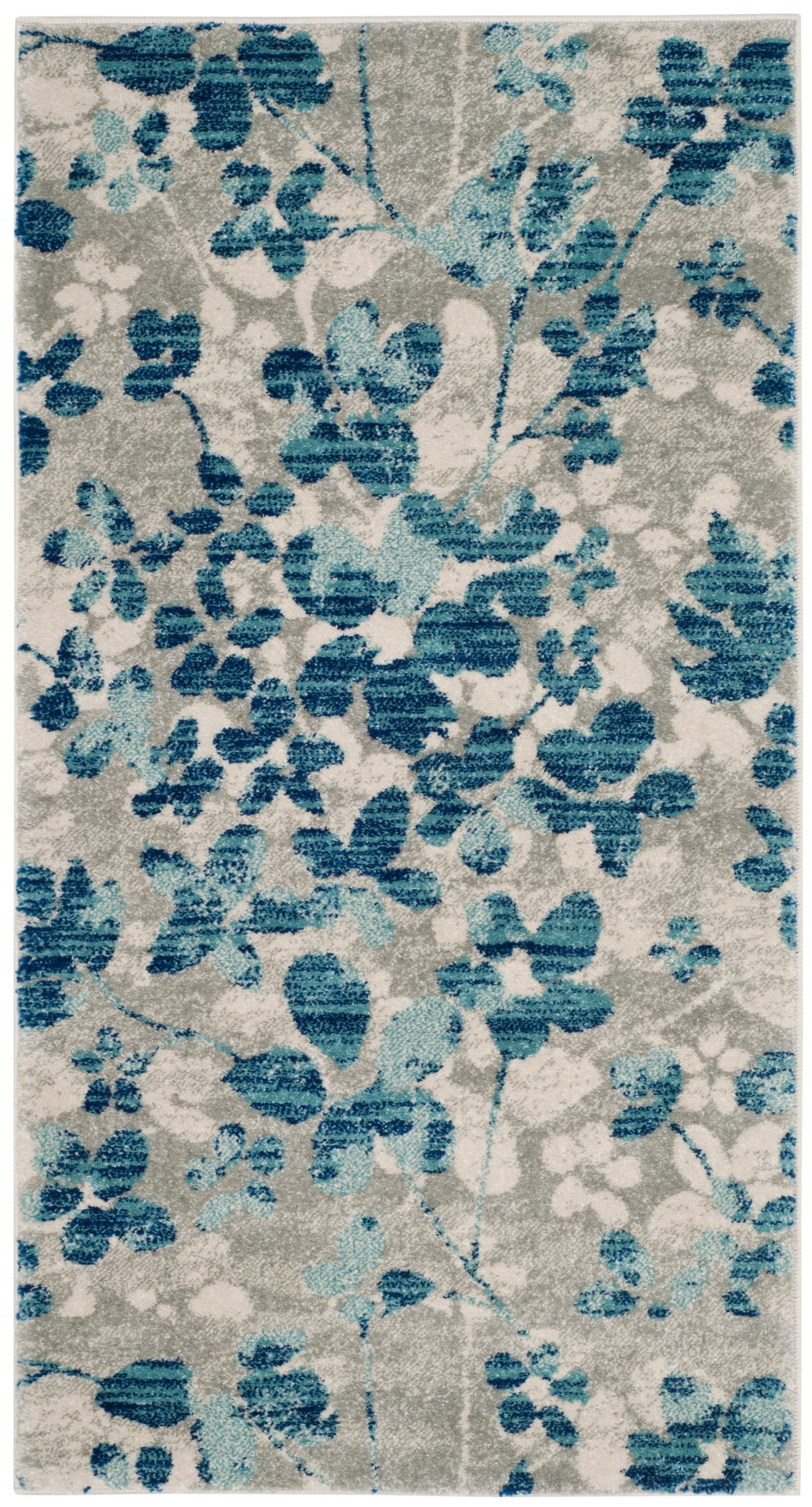 SAFAVIEH Evoke Pavel Floral Area Rug, Grey/Gold, 6'7" x 6'7" Round
