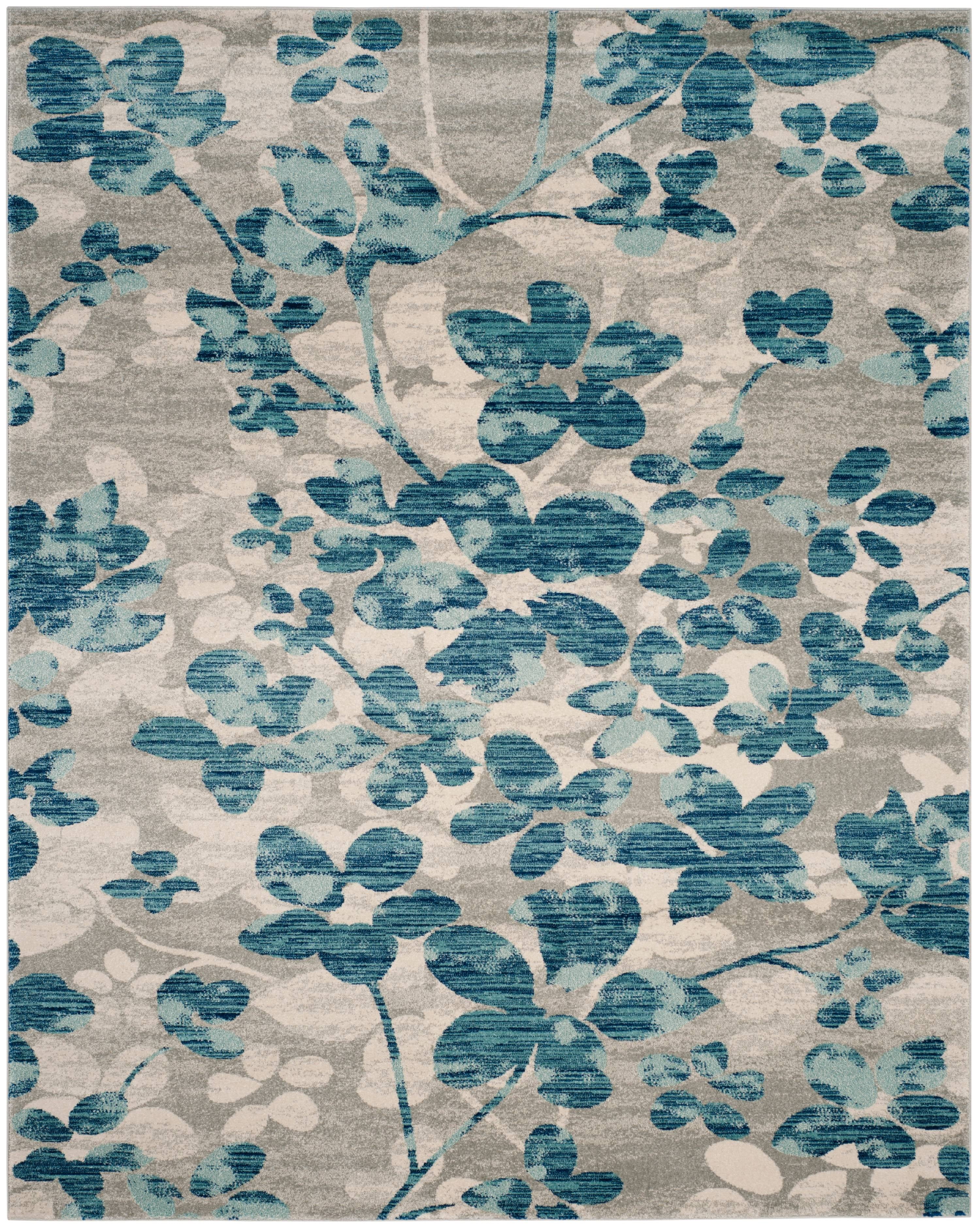 SAFAVIEH Evoke Pavel Floral Area Rug, Grey/Gold, 6'7" x 6'7" Round