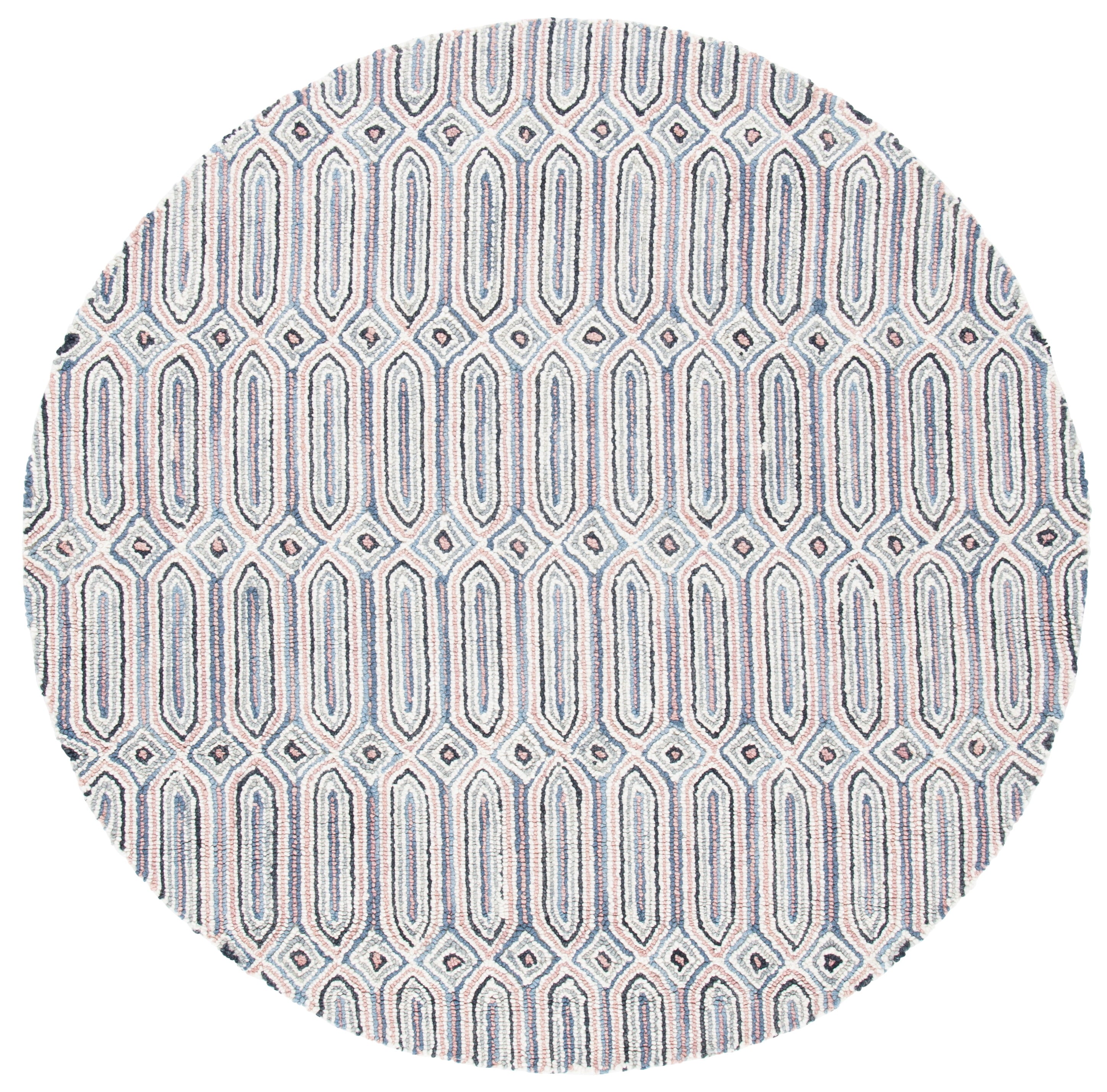 SAFAVIEH Micro-Loop Aisling Geometric Runner Rug, Pink/Grey, 2'3" x 7'