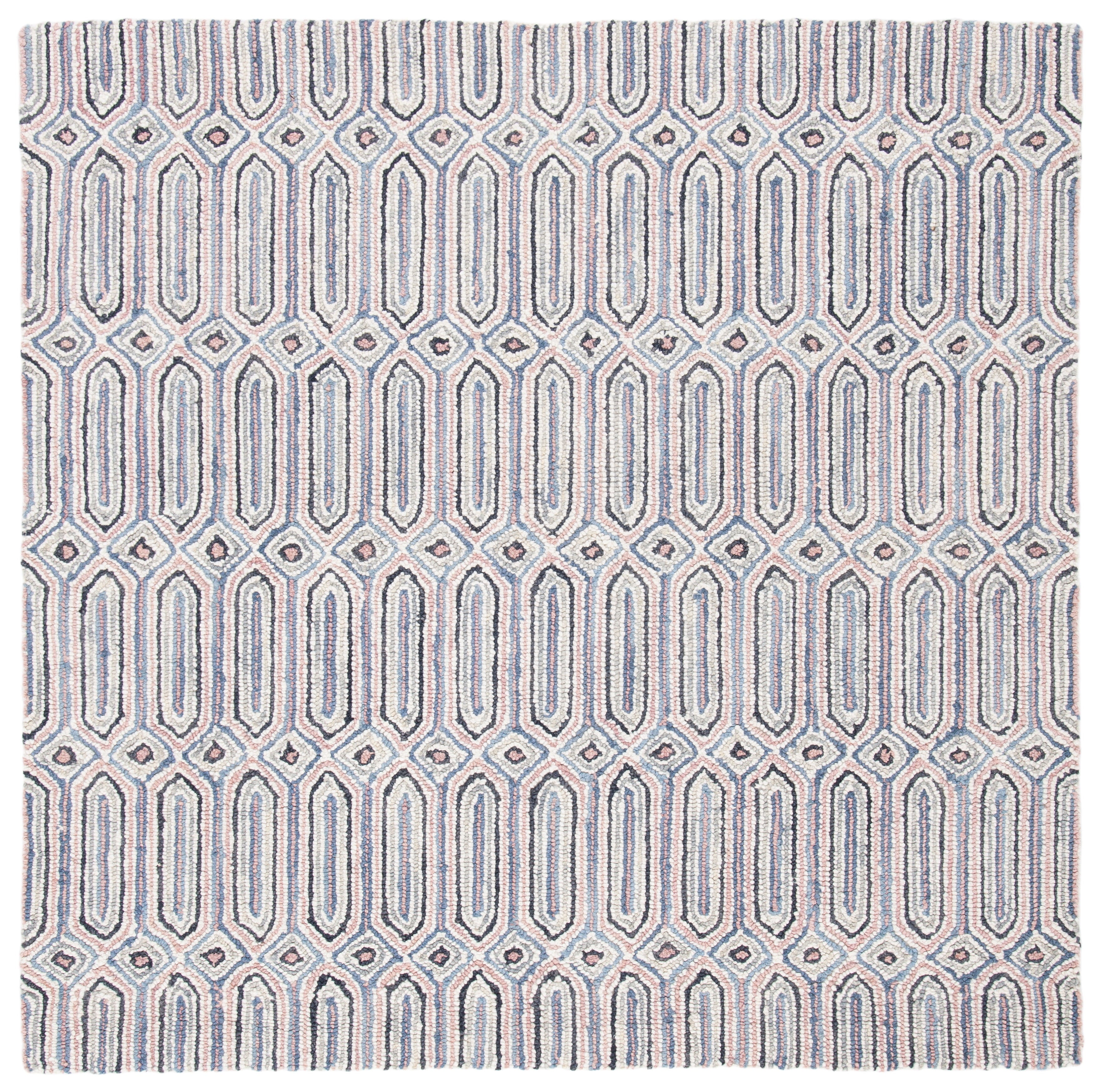 SAFAVIEH Micro-Loop Aisling Geometric Runner Rug, Pink/Grey, 2'3" x 7'