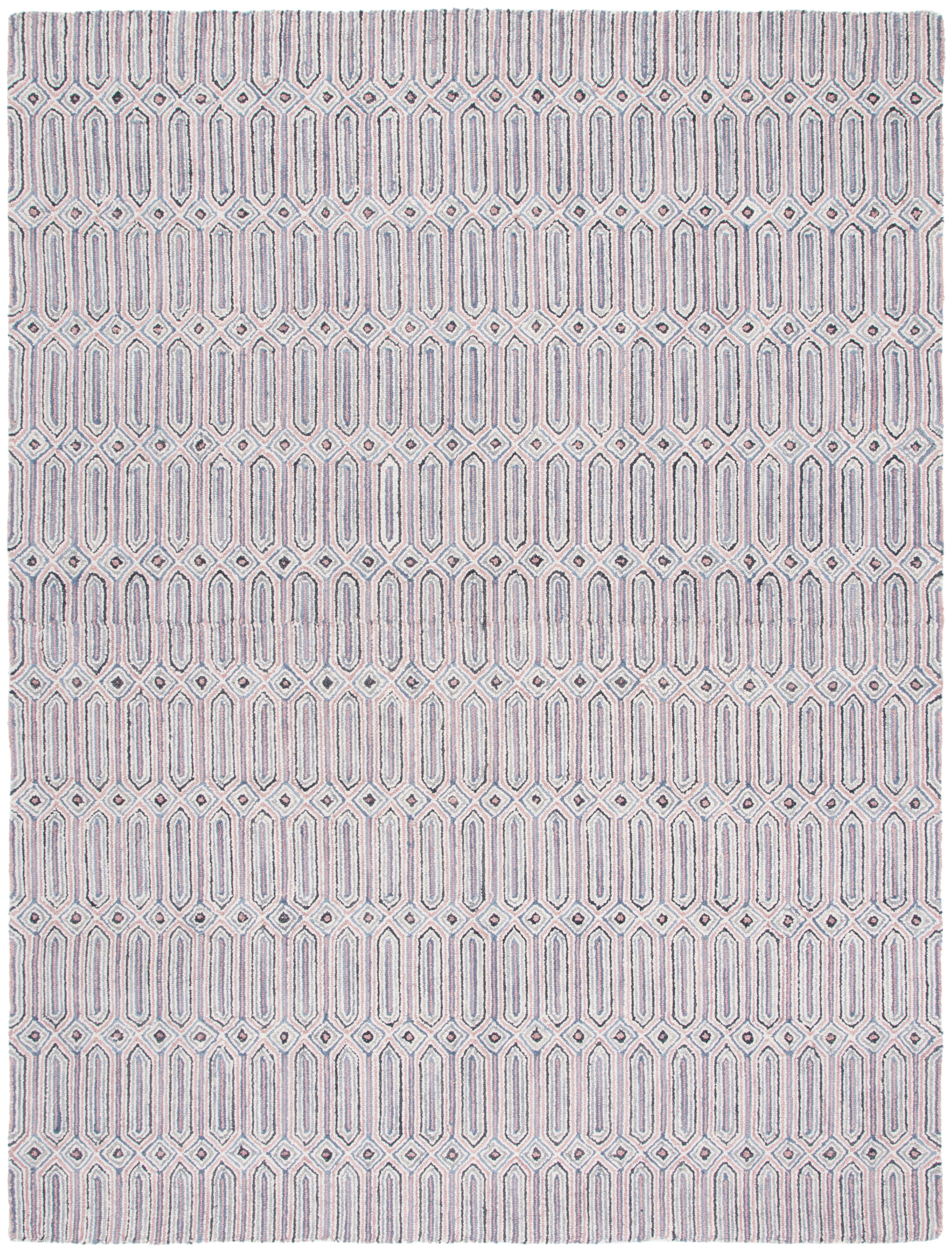 SAFAVIEH Micro-Loop Aisling Geometric Runner Rug, Pink/Grey, 2'3" x 7'