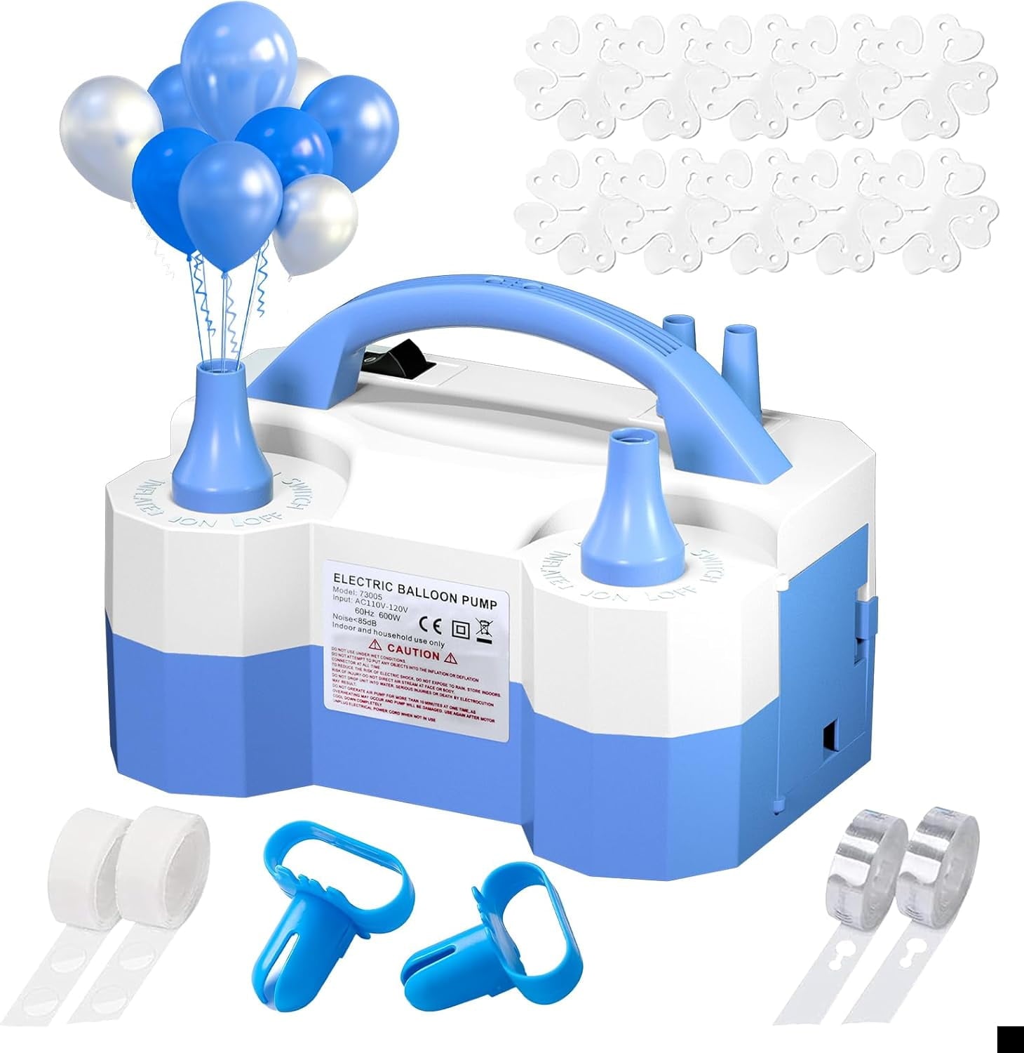 SINBEE Balloon Pump, Balloon Pump Electric, Portable Dual Nozzle Electric Blower Air Pump Inflator for Party Decoration. Faster and Save Time