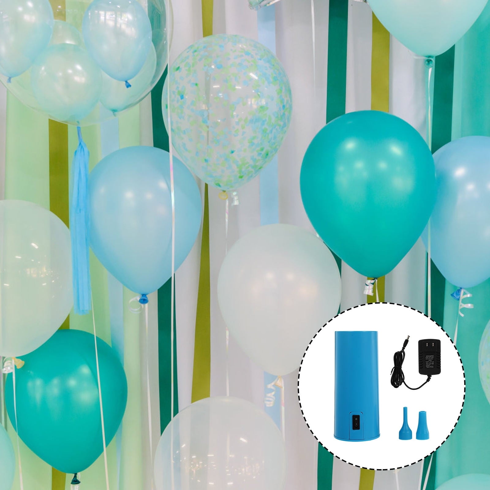 SOPOTUTU Blue Electric Balloon Pump for Party Lightweight Portable ABS Material Dual Use with Sound Insulation 1Pc