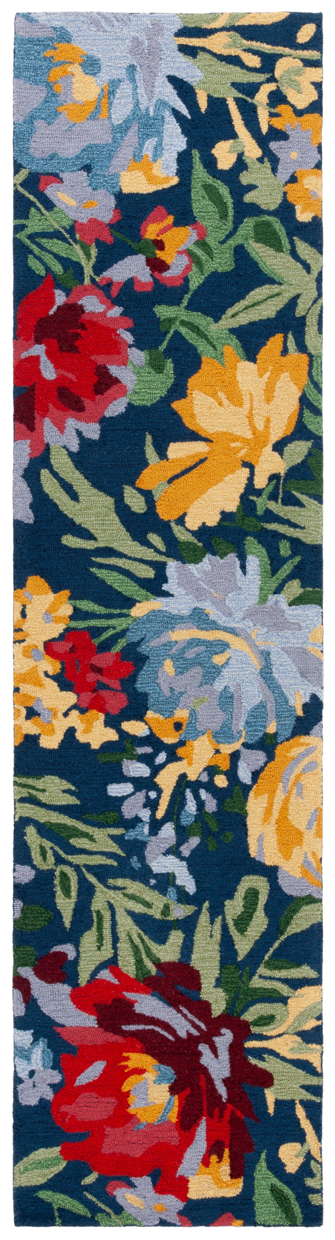 SAFAVIEH Easy Care Aisling Floral Runner Rug, Navy/Red, 2'3" x 9'