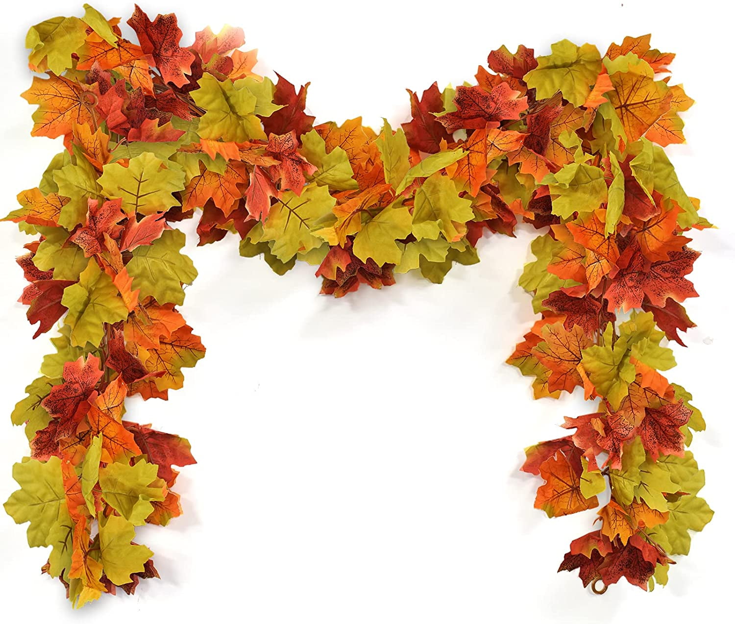 Samhe 3 Pack Fall Leaves Garland, Artificial Maple Leaf Autumn Garland Hanging Vine for Thanksgiving Party Front Door Home Fireplace Harvest Thanksgiving Decor (Yellow, 6.5Ft/Pack)