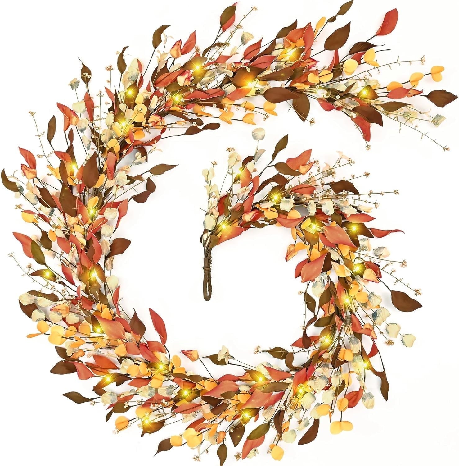 Yastouay 5.9Ft Fall Garland Maple Leaf,Hanging Autumn Fake Vine With Pumpkins And Berries For Fall Thanksgiving Wedding Home Decor