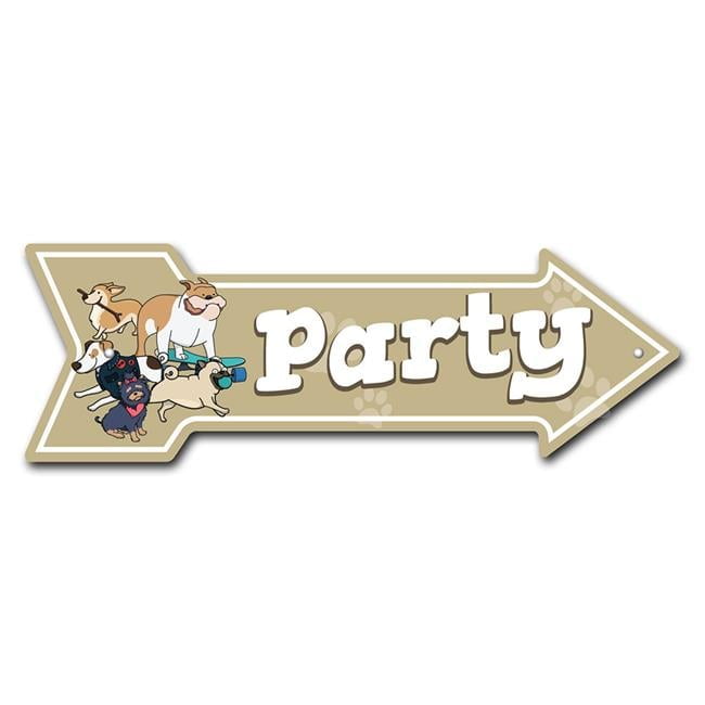 Party Arrow Sign | Indoor/Outdoor | Direction Arrow Sign Funny Home Décor for Garages, Living Rooms, Bedroom, Offices | SignMission personalized gift | 30" Wide