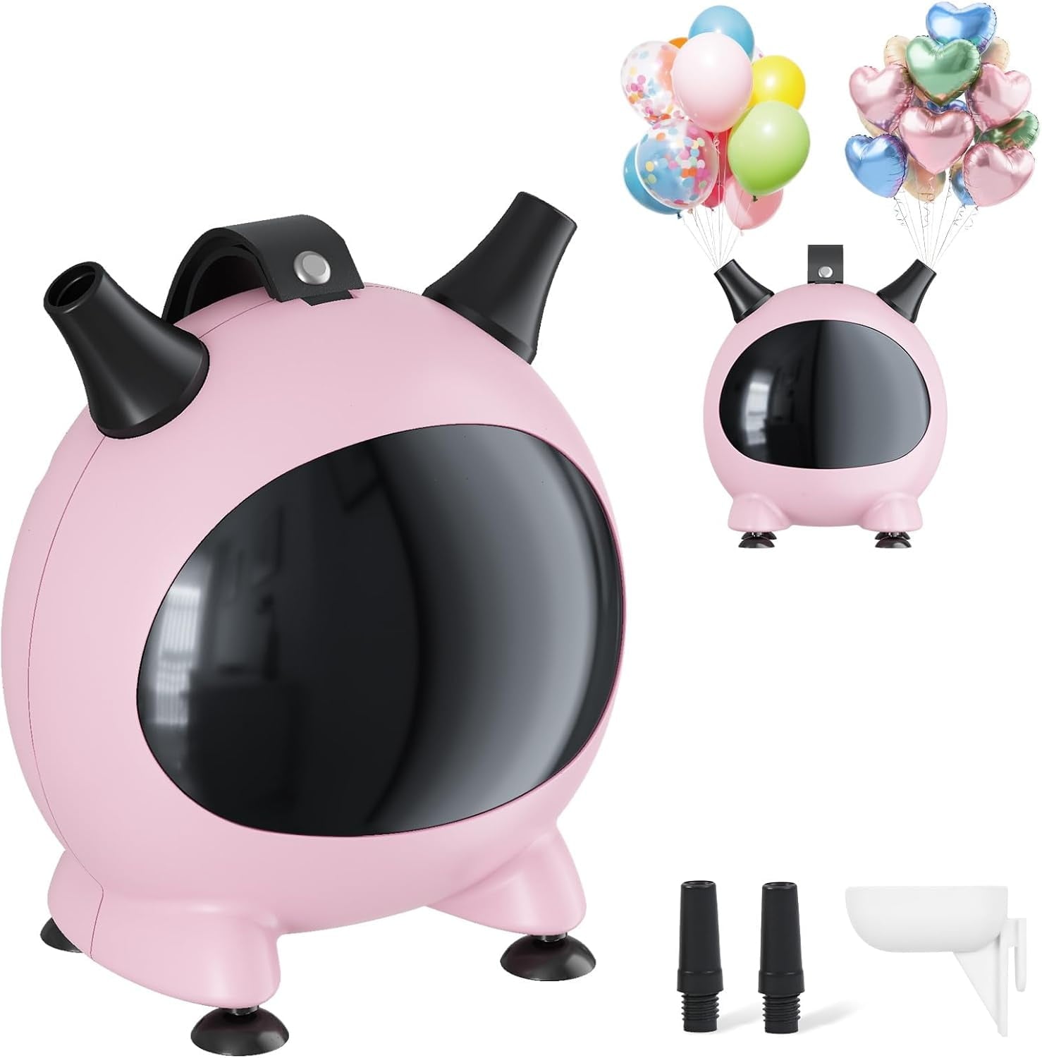Small Balloon Pump, Portable Air Pump for Balloons with Dual Nozzles, 110V 600W Electric Balloon Blower Pump for Latex Garland Arch and Foil Balloons
