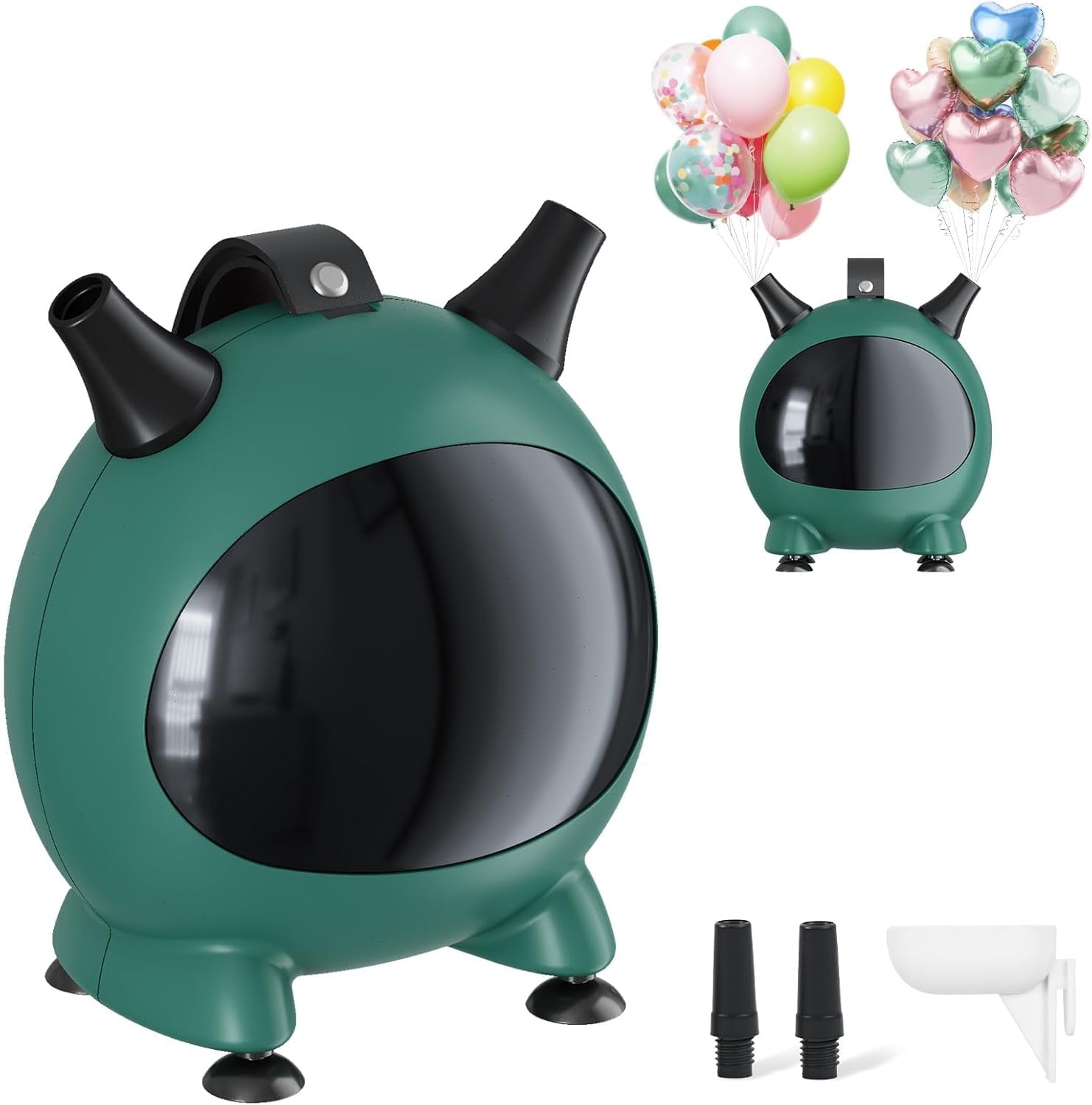 Small Balloon Pump, Portable Air Pump for Balloons with Dual Nozzles, 110V 600W Electric Balloon Blower Pump for Latex Garland Arch and Foil Balloons