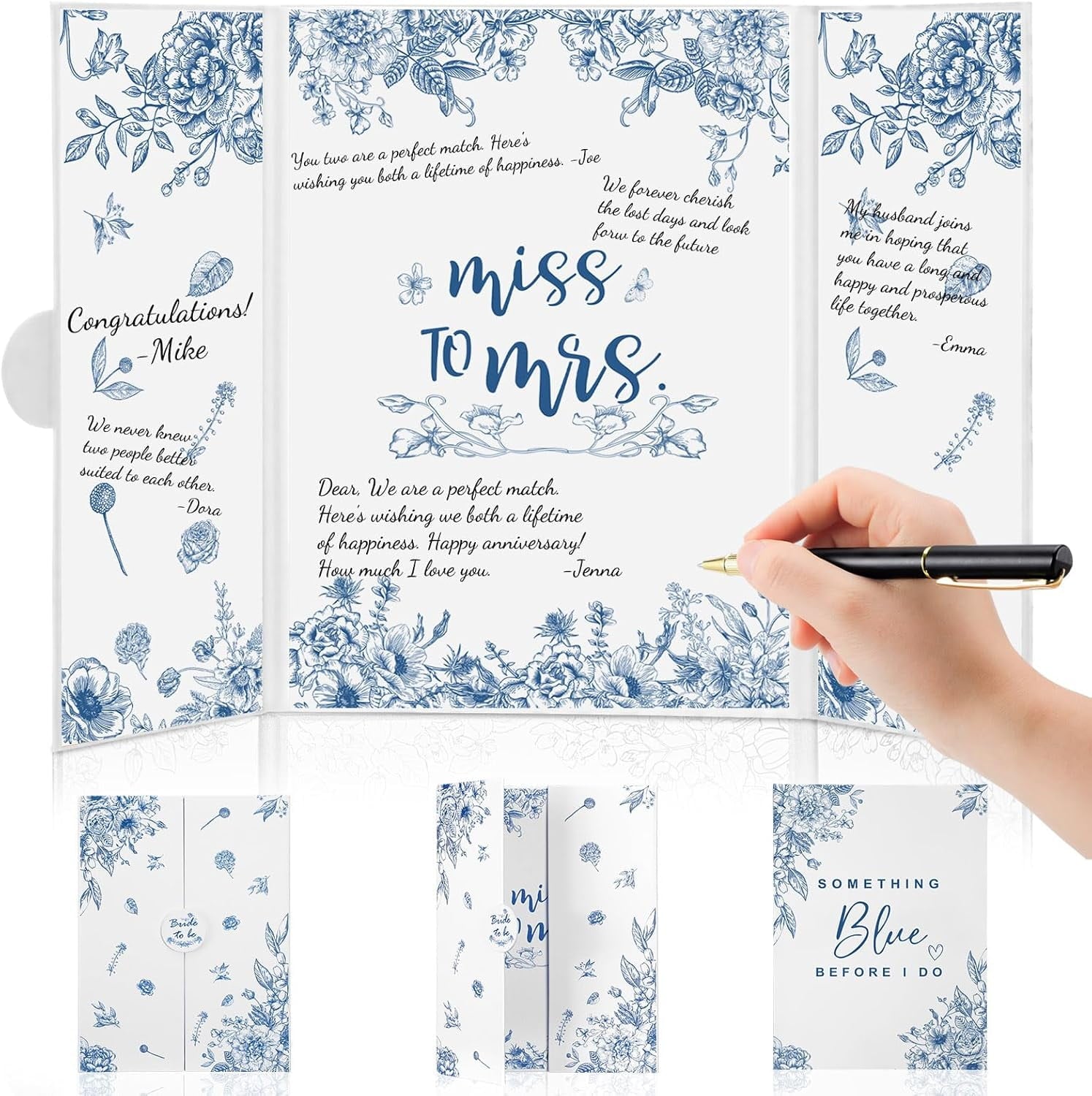 Something Blue Before I Do Bridal Shower Decorations Bridal Shower Guest Book with Pen Wedding Signature Board Alternatives Signature Guest Book for Wedding Bachelorette Engagement Party