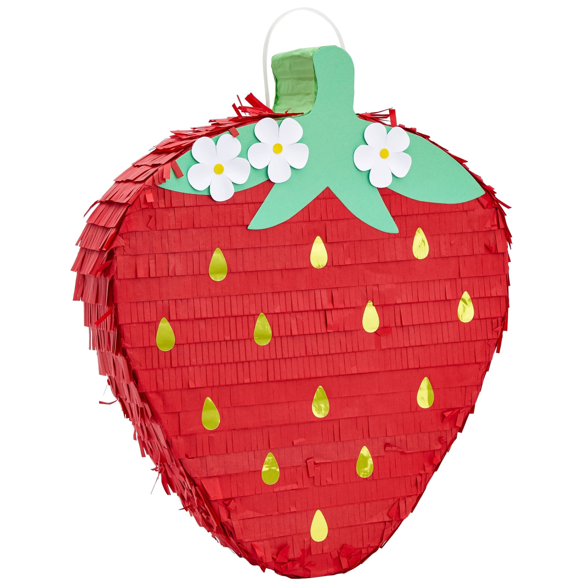Strawberry Pinata - Fruit Themed Summer Birthday Party Decorations (Small, 16.5 x 13 x 3 in)