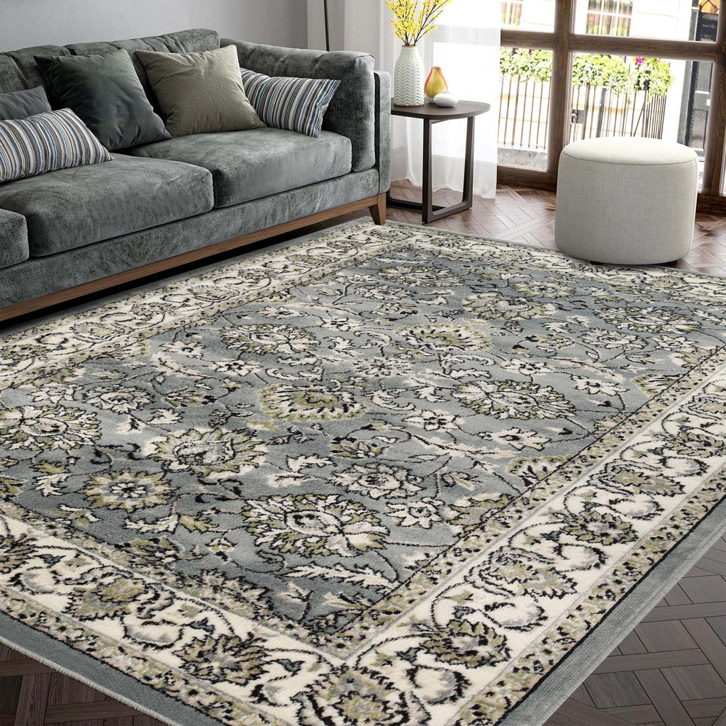 Superior Lille Traditional Floral Indoor Runner Rug, Cream, 8' x 10'