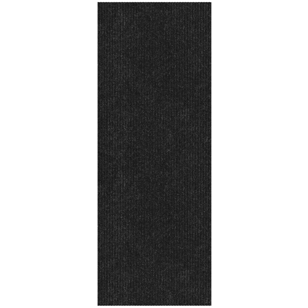 Sweet Home Stores Custom Size Waterproof Non-Slip Rubberback 2x17 Indoor/Outdoor Utility Runner Rug, 2' x 17', Black