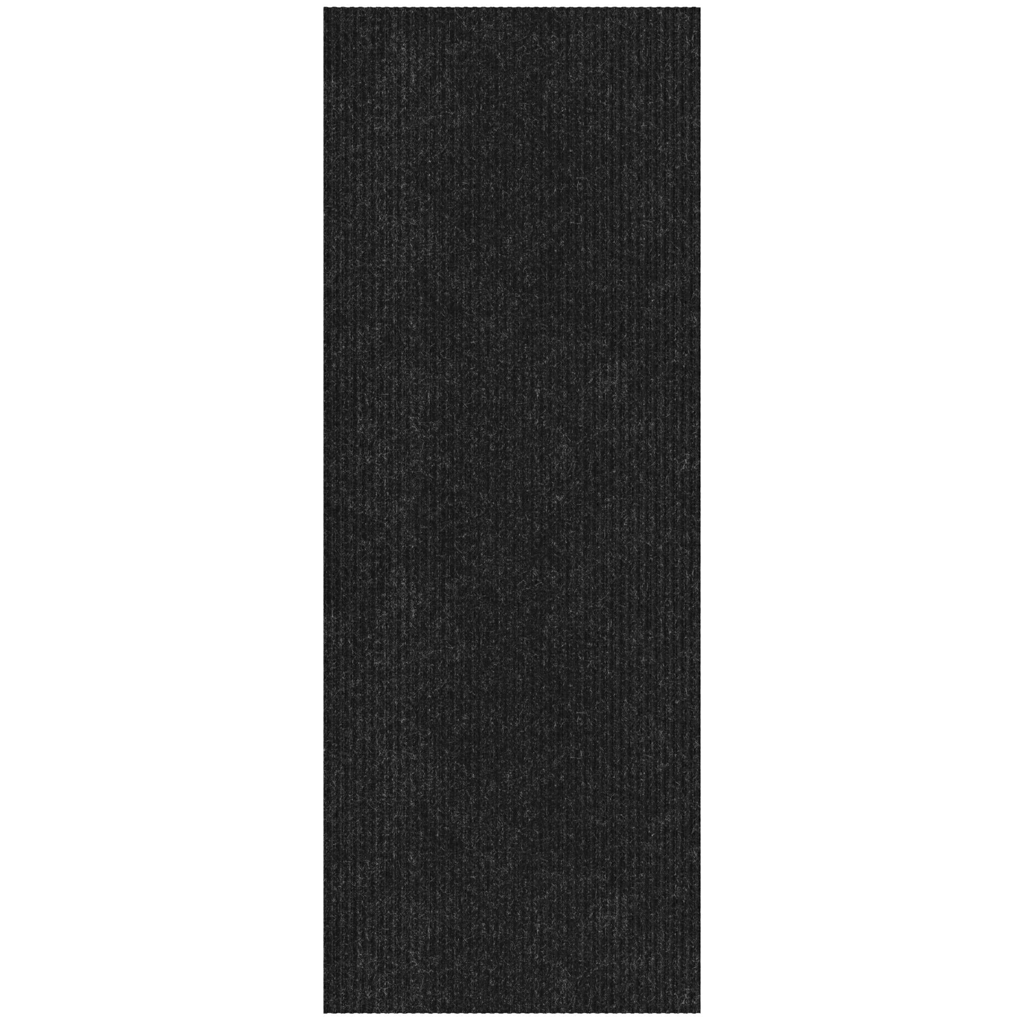 Sweet Home Stores Custom Size Waterproof Non-Slip Rubberback 2x17 Indoor/Outdoor Utility Runner Rug, 2' x 17', Black