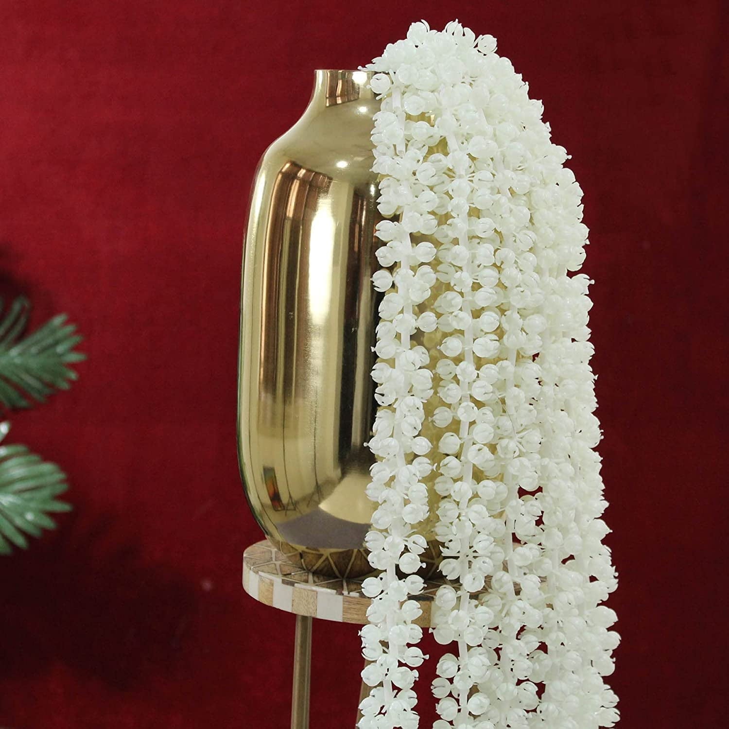 TIED RIBBONS 6 pcs Jasmine Garland | White 5 Ft | Mogra Flower Garland for Pooja, Home Decor, Indian Wedding, Party, Eid, Diwali, Event - Plastic Jasmine Garland for Decoration