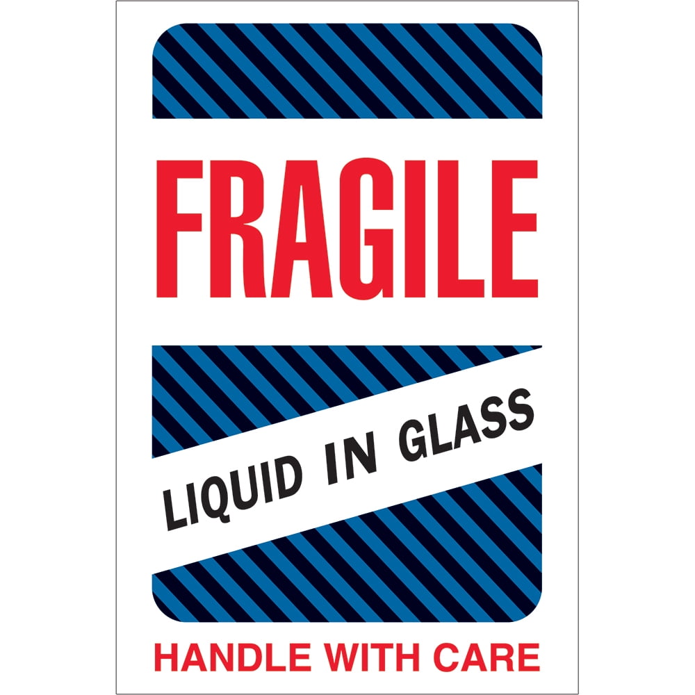 Tape Logic Label,Fragile Liquid Glass,4x6" DL1590