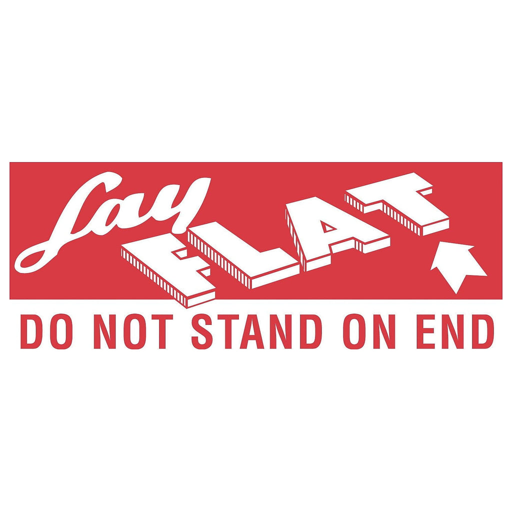 Tape Logic Labels "Lay Flat - Do Not Stand On End" 3" x 5" Red/White 500/Roll (DL1420)