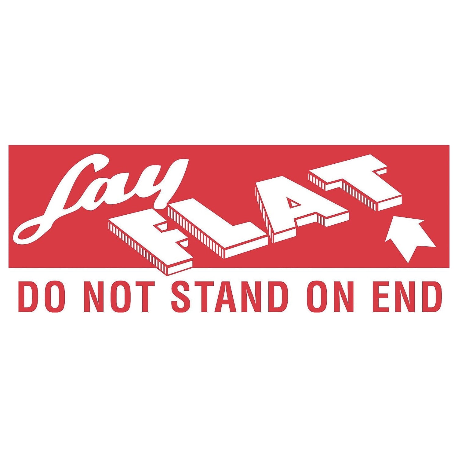 Tape Logic Labels "Lay Flat - Do Not Stand On End" 3" x 5" Red/White 500/Roll (DL1420)