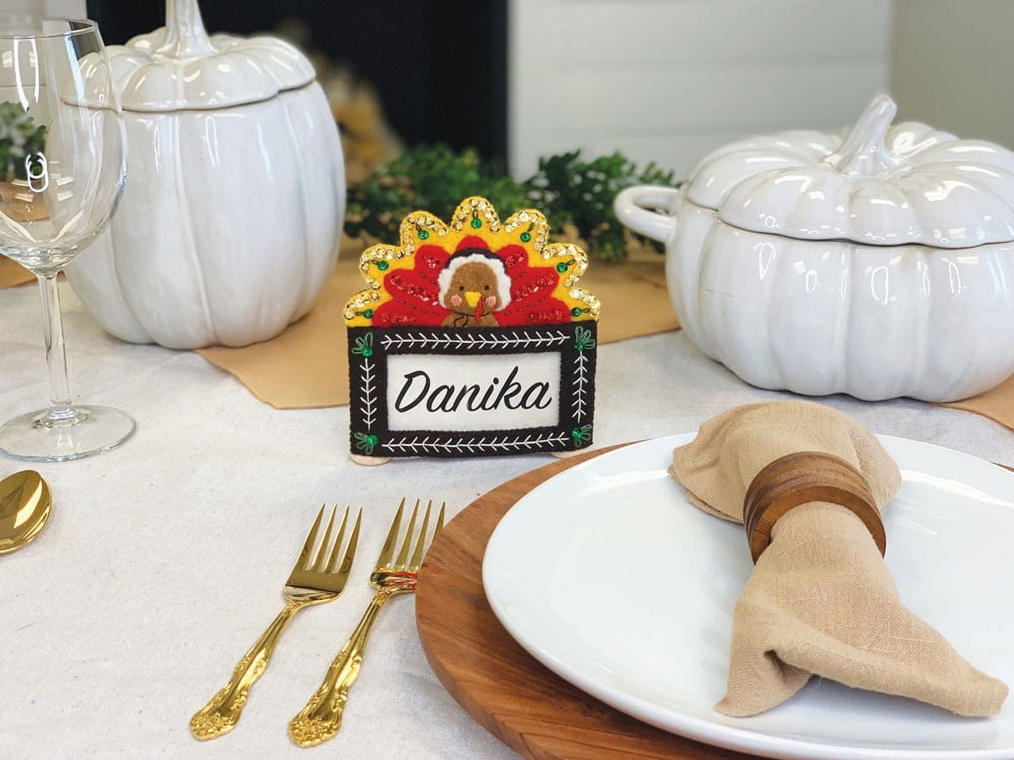Thanksgiving Place Card Holders MerryStocking Felt Ornament Kit (set of 6)