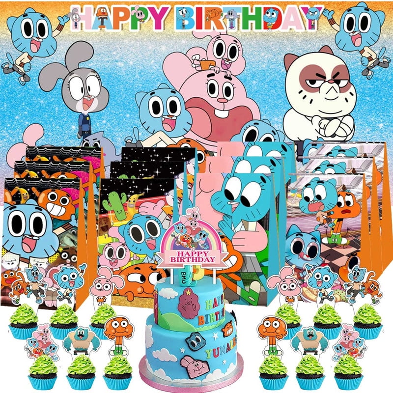 The Amazing World of Gumball Goodie Bags Treat Candy Decorations Party Favor Supplies Birthday Cake Topper Backdrop Banner