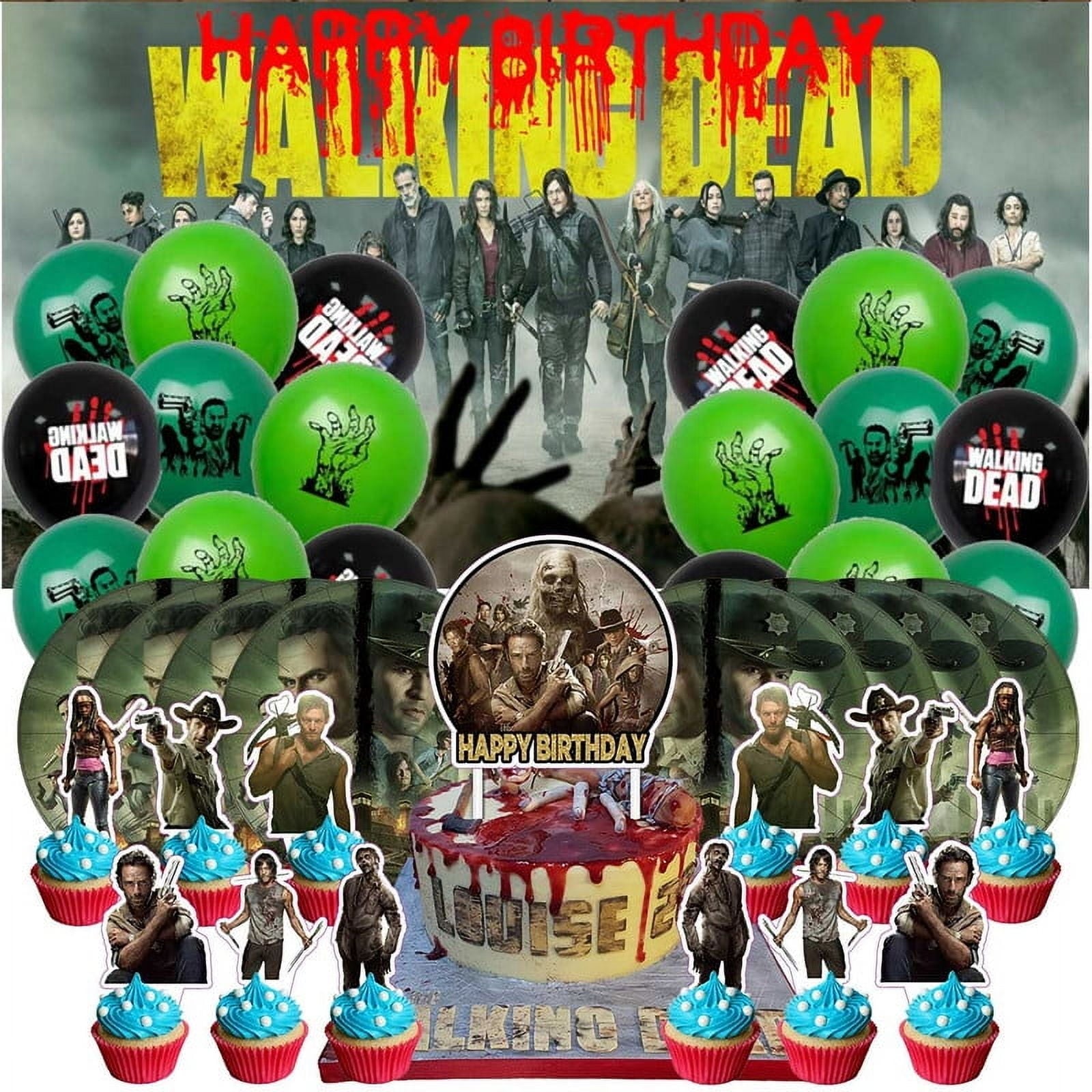 The Walking Dead Balloons Supplies Party Decor Plates Decorations Banner Cake Topper Tableware Banner Backdrop