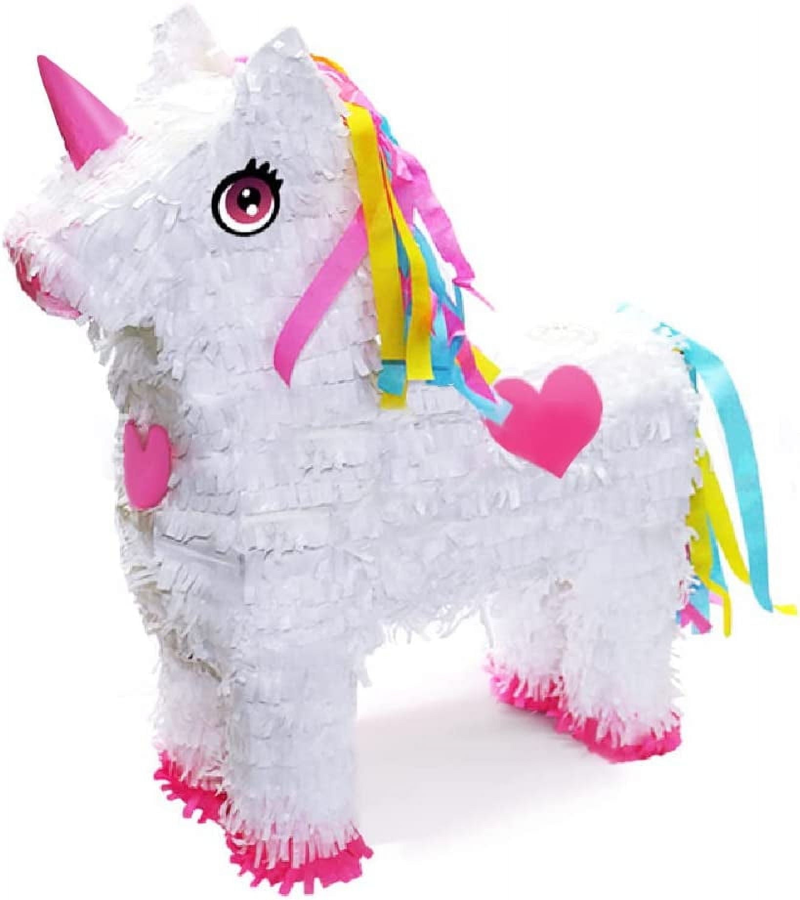 Unicorn Pinata for Unicorn Party Favor Supplies Birthday Party Supplies with Multi Color Hair & Tail and Pink Hearts (13 x 4 x 16 inches)