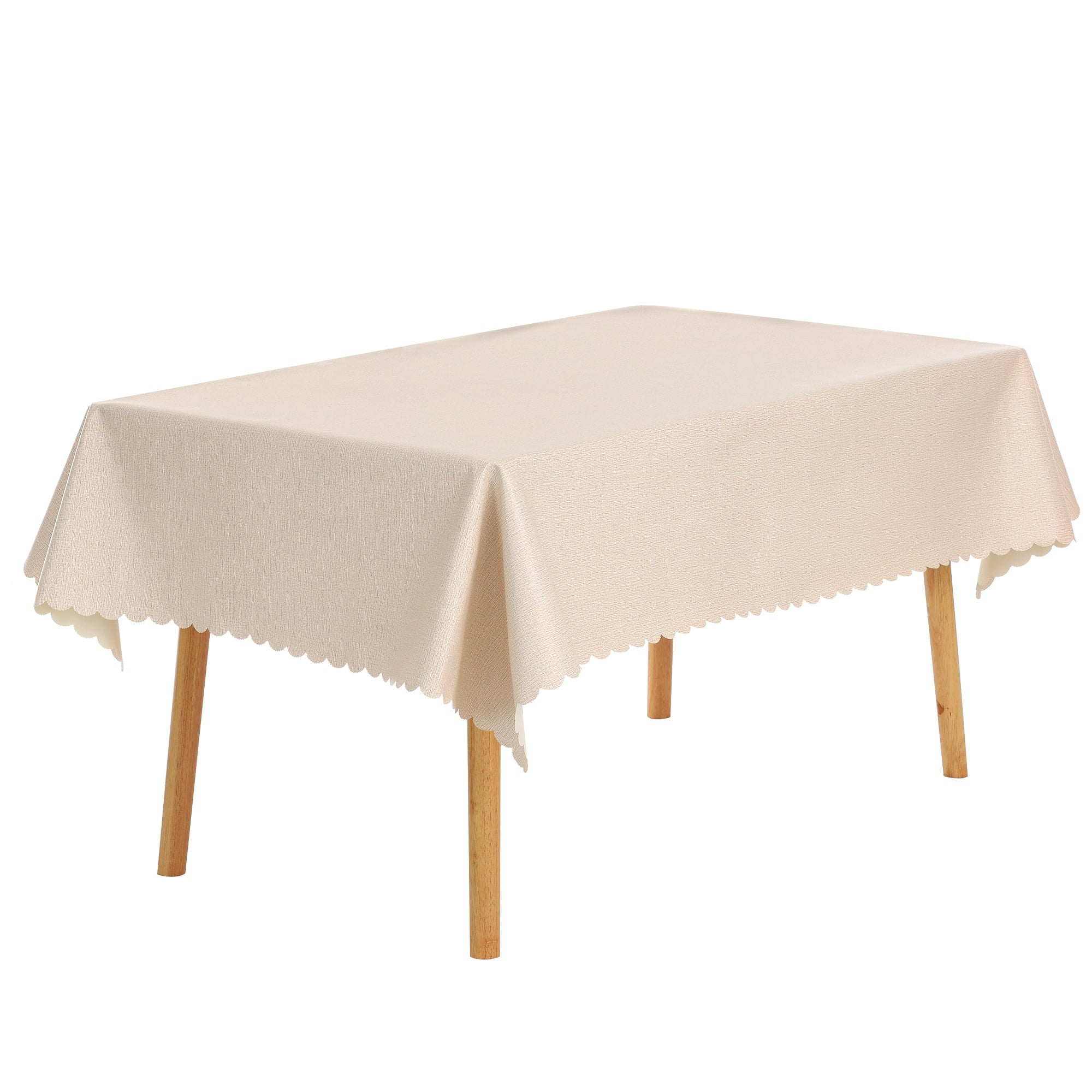 Unique Bargains 1 Pack Rectangle Tablecloth, Oil-Proof, Spill-Proof, and Water Resistance PVC Table Cover for Party Kitchen Dining Room Beige 55" x 71"