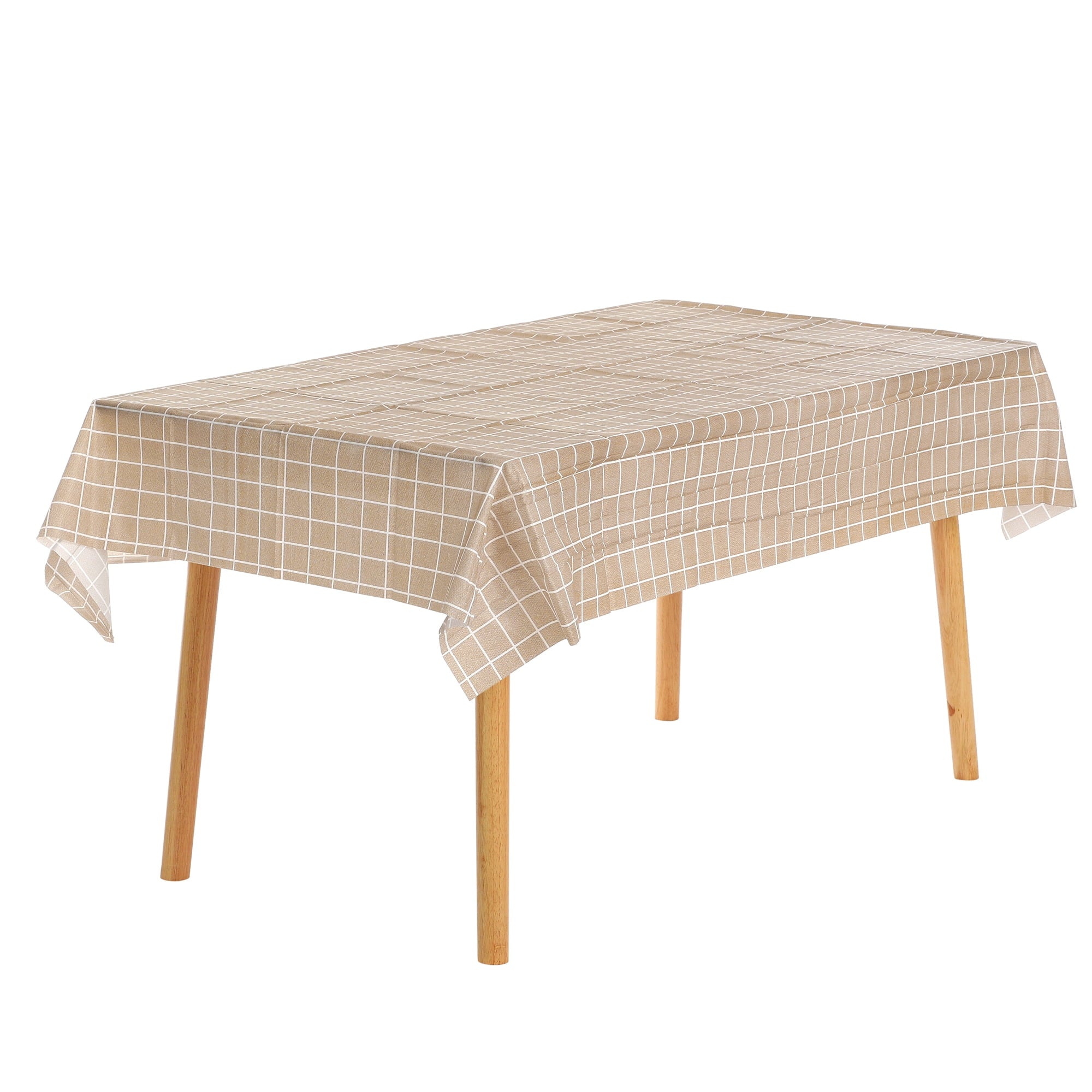 Unique Bargains 6 Pcs Rectangle Wrinkle Waterproof Plastic Table Cover Tablecloth Coffee 54"x60"