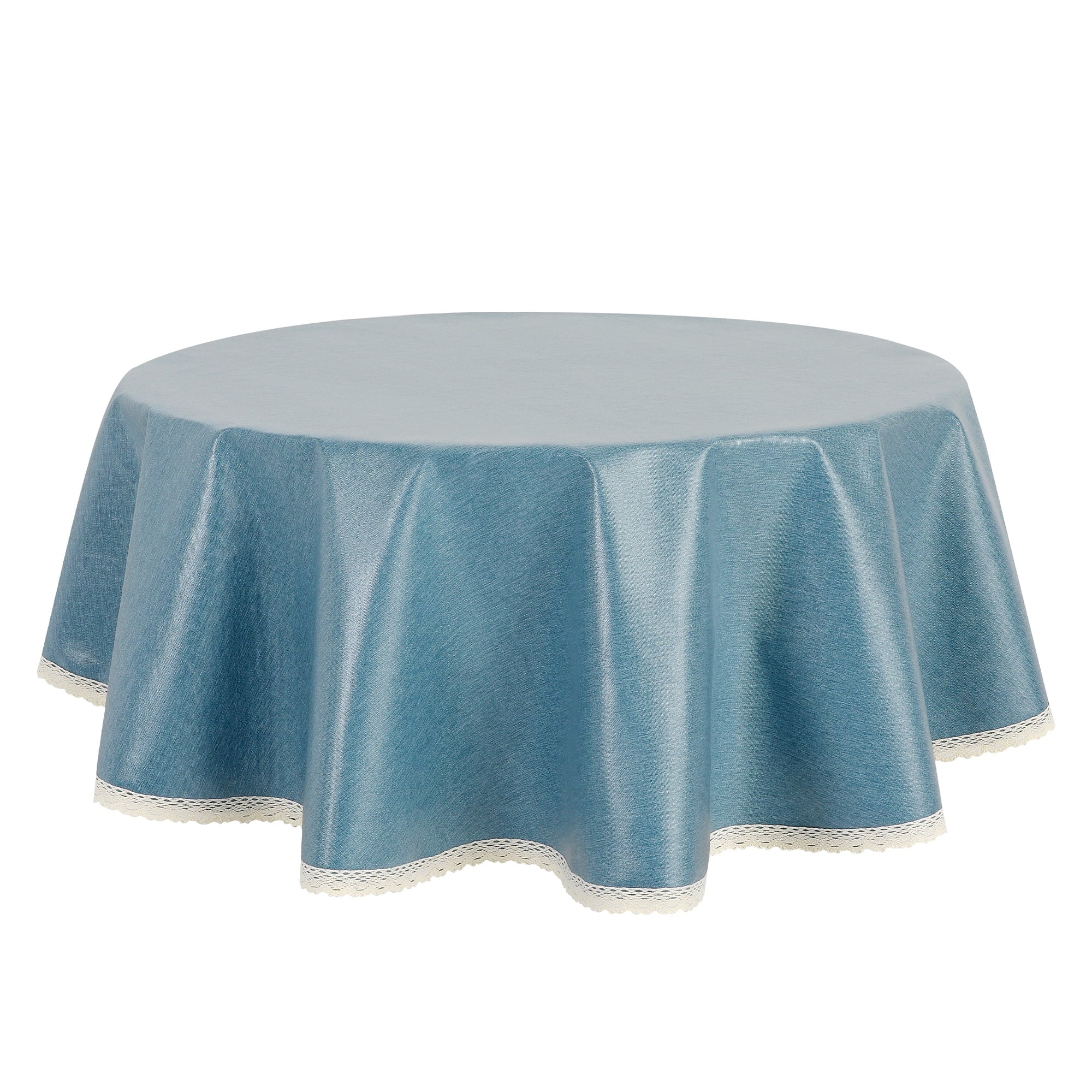 Unique Bargains Round Oil Proof Spill Proof Water Proof Lace TPU Kitchen Dining Tablecloth Light Coffee 47 inch