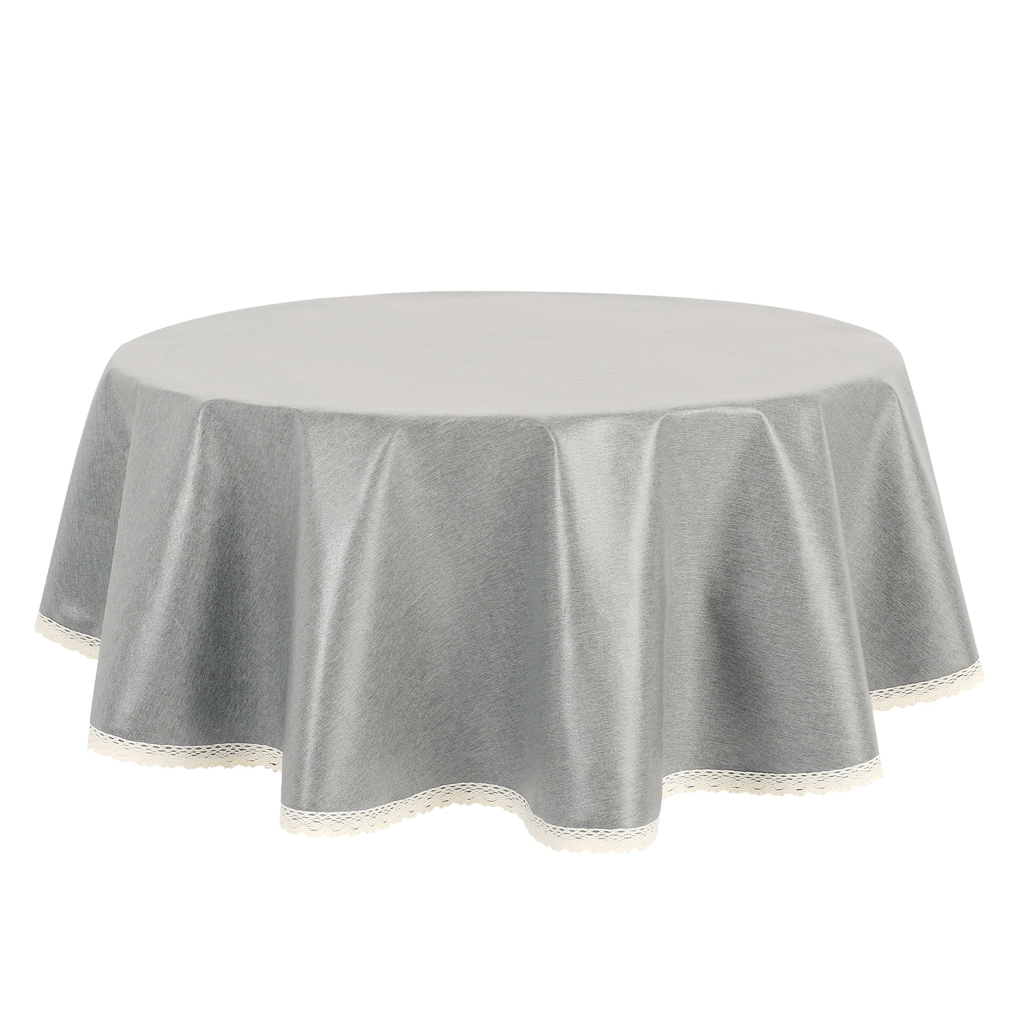 Unique Bargains Round Oil Proof Spill Proof Water Proof Lace TPU Kitchen Dining Tablecloth Light Coffee 47 inch