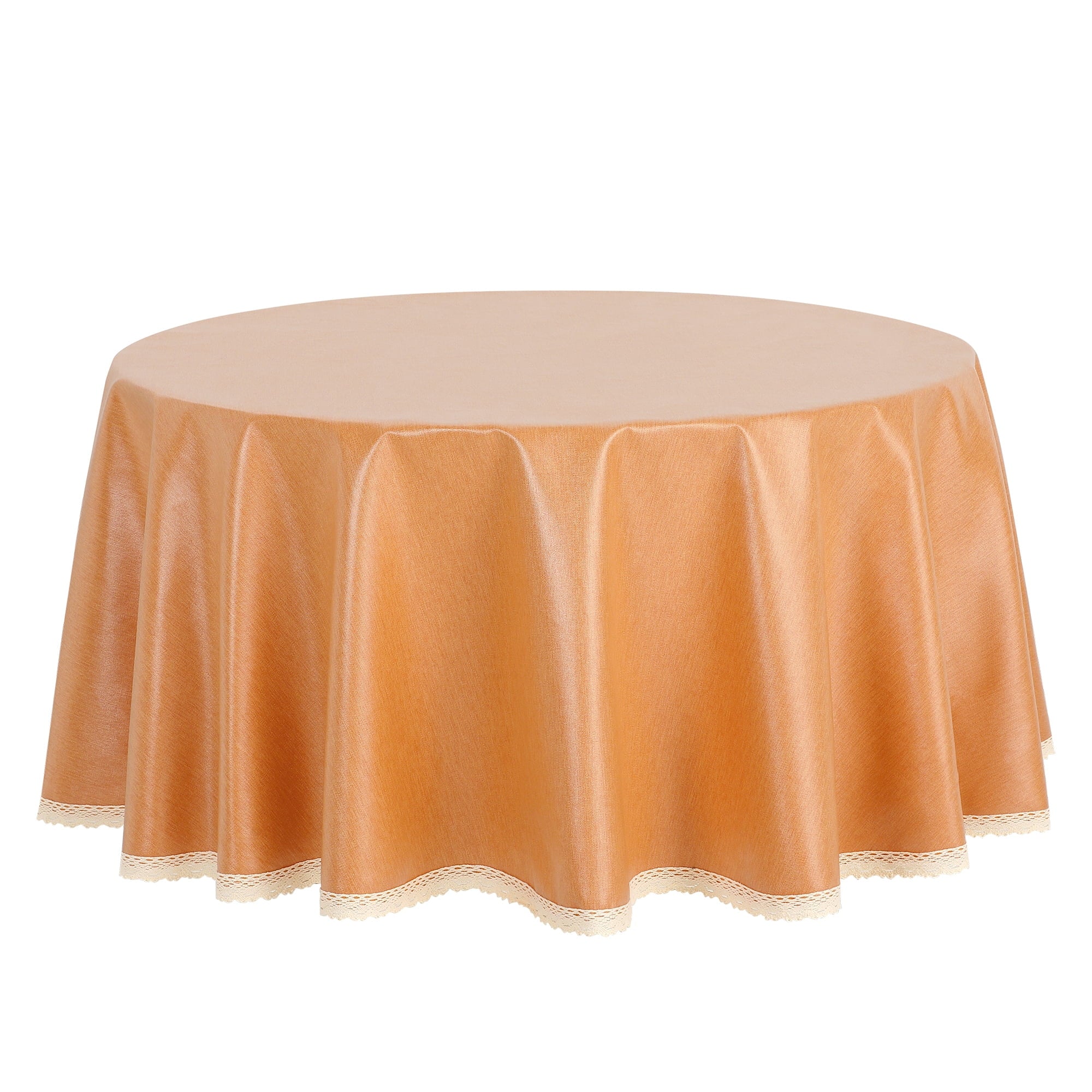 Unique Bargains Round Oil Proof Spill Proof Water Proof Lace TPU Kitchen Dining Tablecloth Light Coffee 47 inch