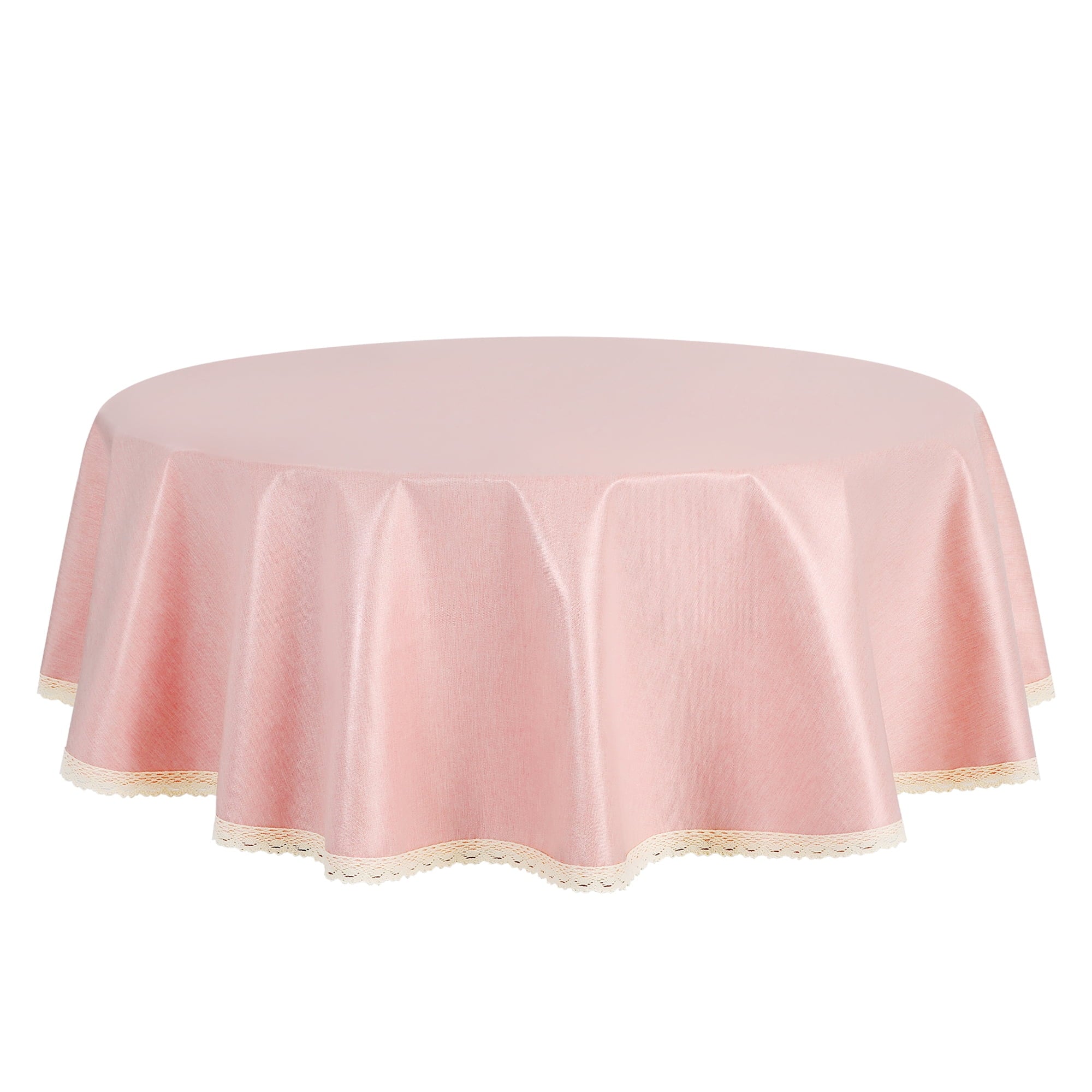 Unique Bargains Round Oil Proof Spill Proof Water Proof Lace TPU Kitchen Dining Tablecloth Light Coffee 47 inch