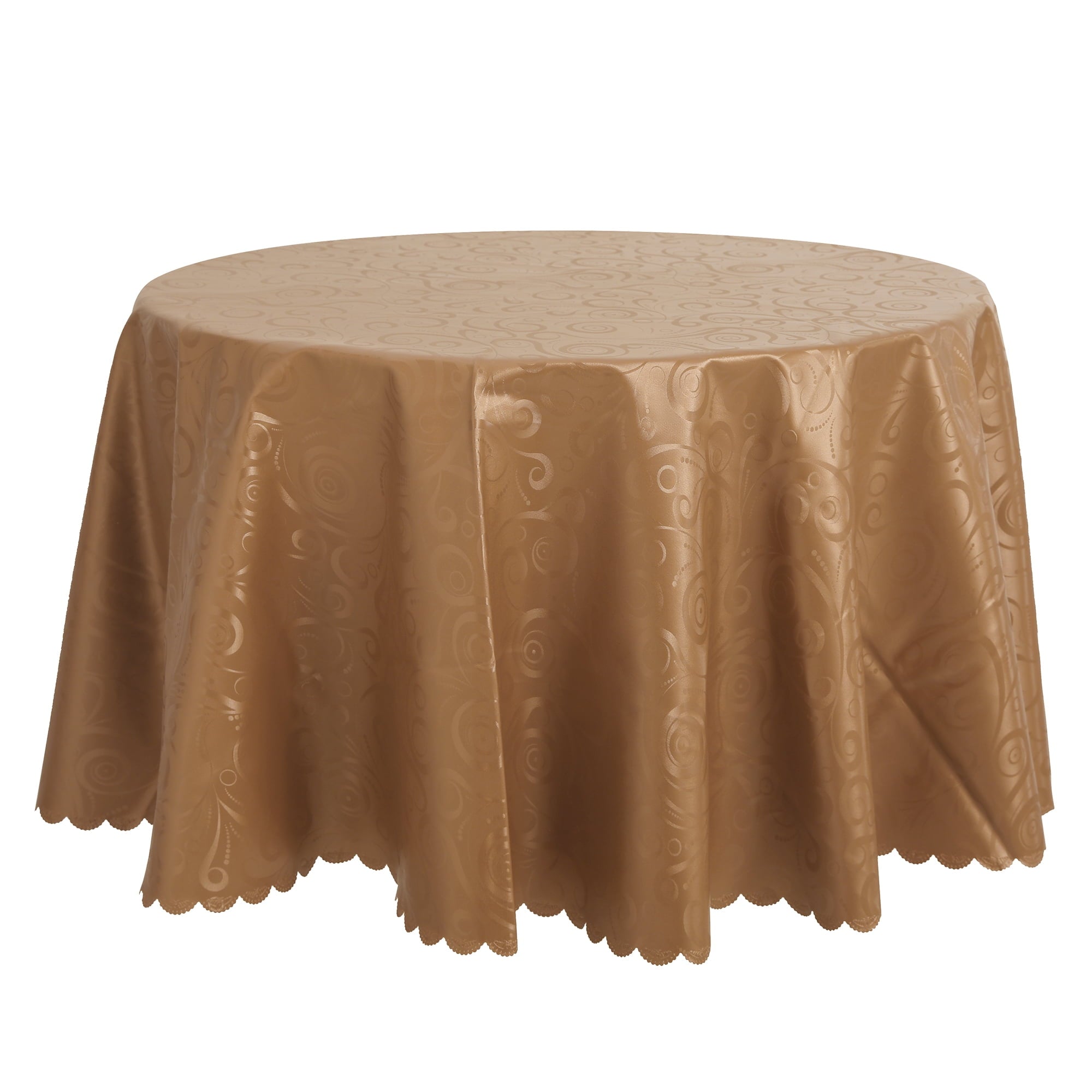 Unique Bargains Round Waterproof Vinyl Tablecloth, Wrinkle-Resistant Table Cover, Suitable Hibiscus Coffee 63x63inch