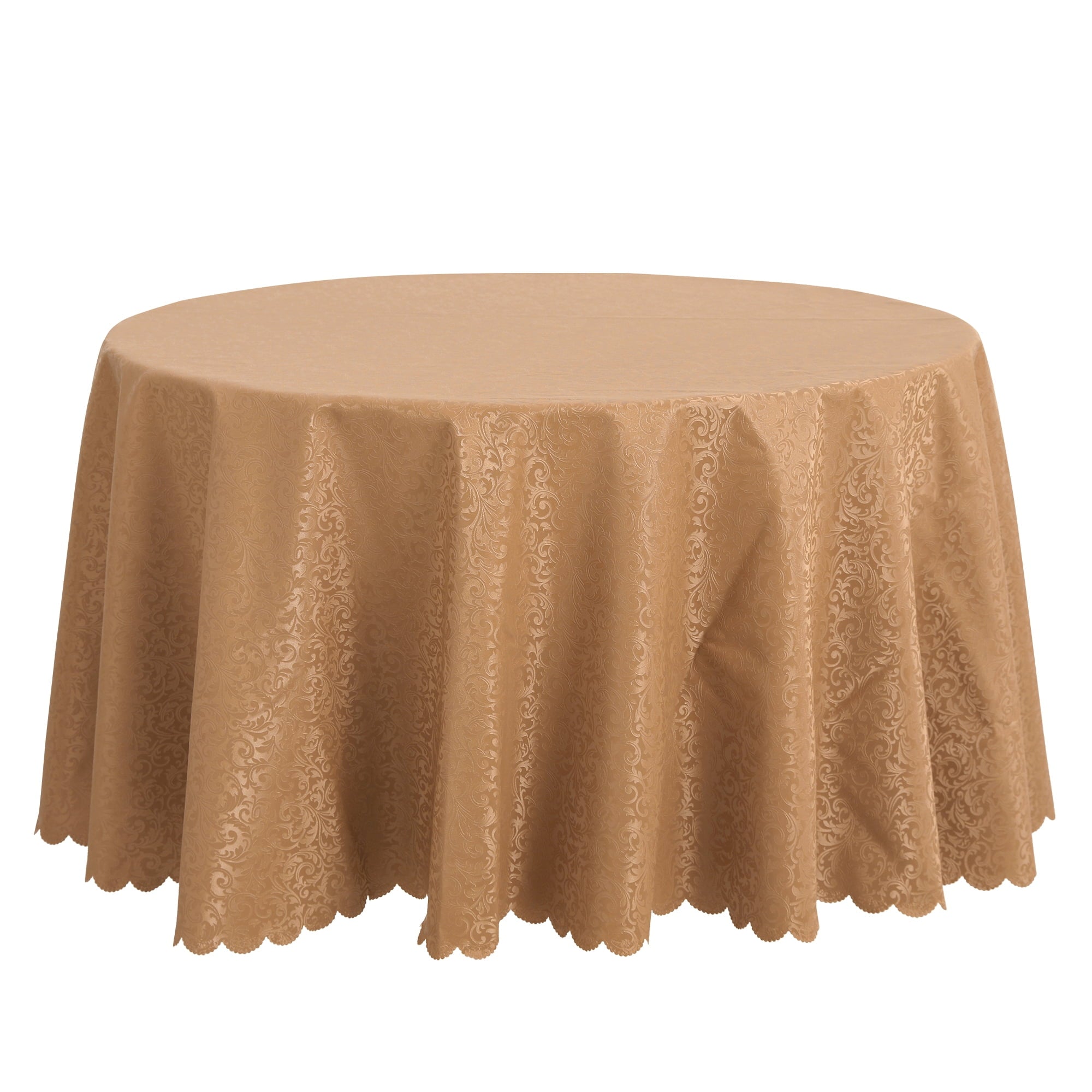 Unique Bargains Round Waterproof Vinyl Tablecloth, Wrinkle-Resistant Table Cover, Suitable Hibiscus Coffee 63x63inch