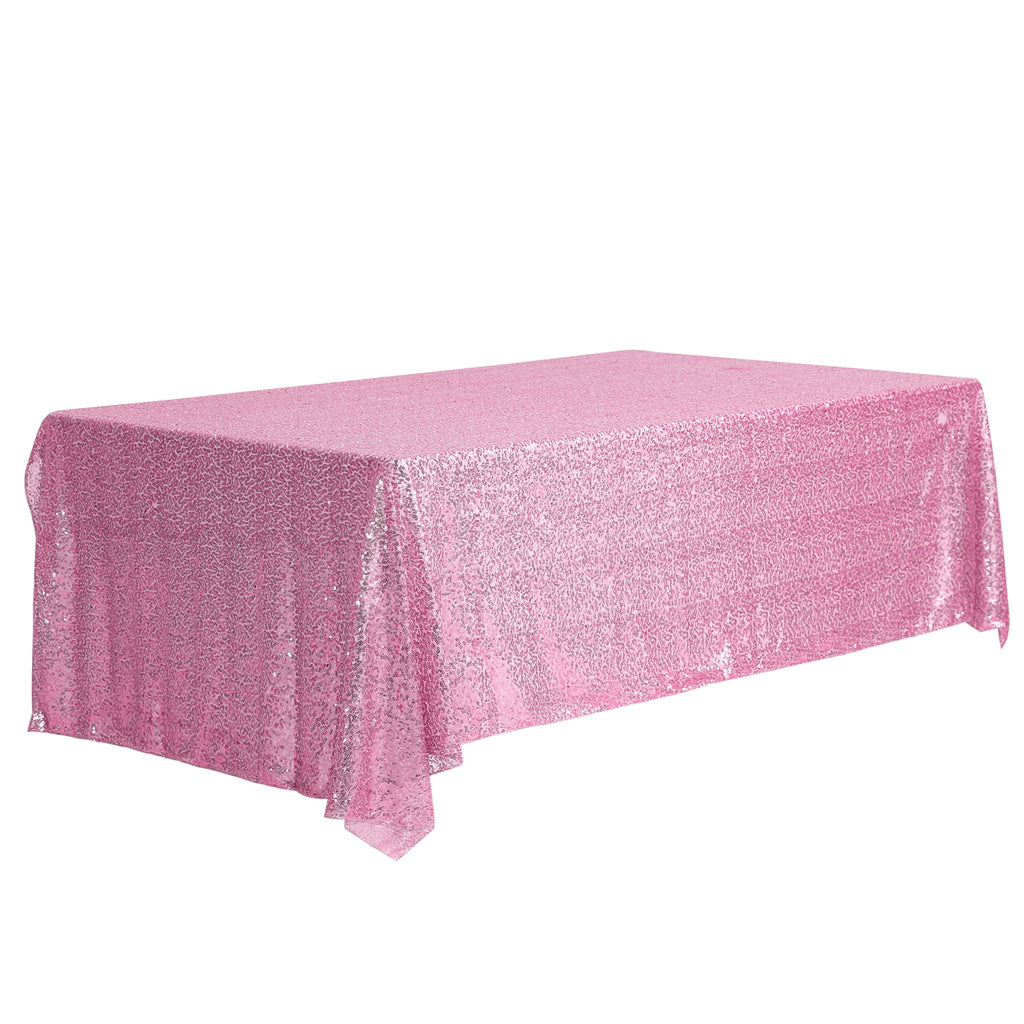Unique Bargains Sequin Table Covers for Dining Room Parties or Dances Tablecloths Pink 47"x71"