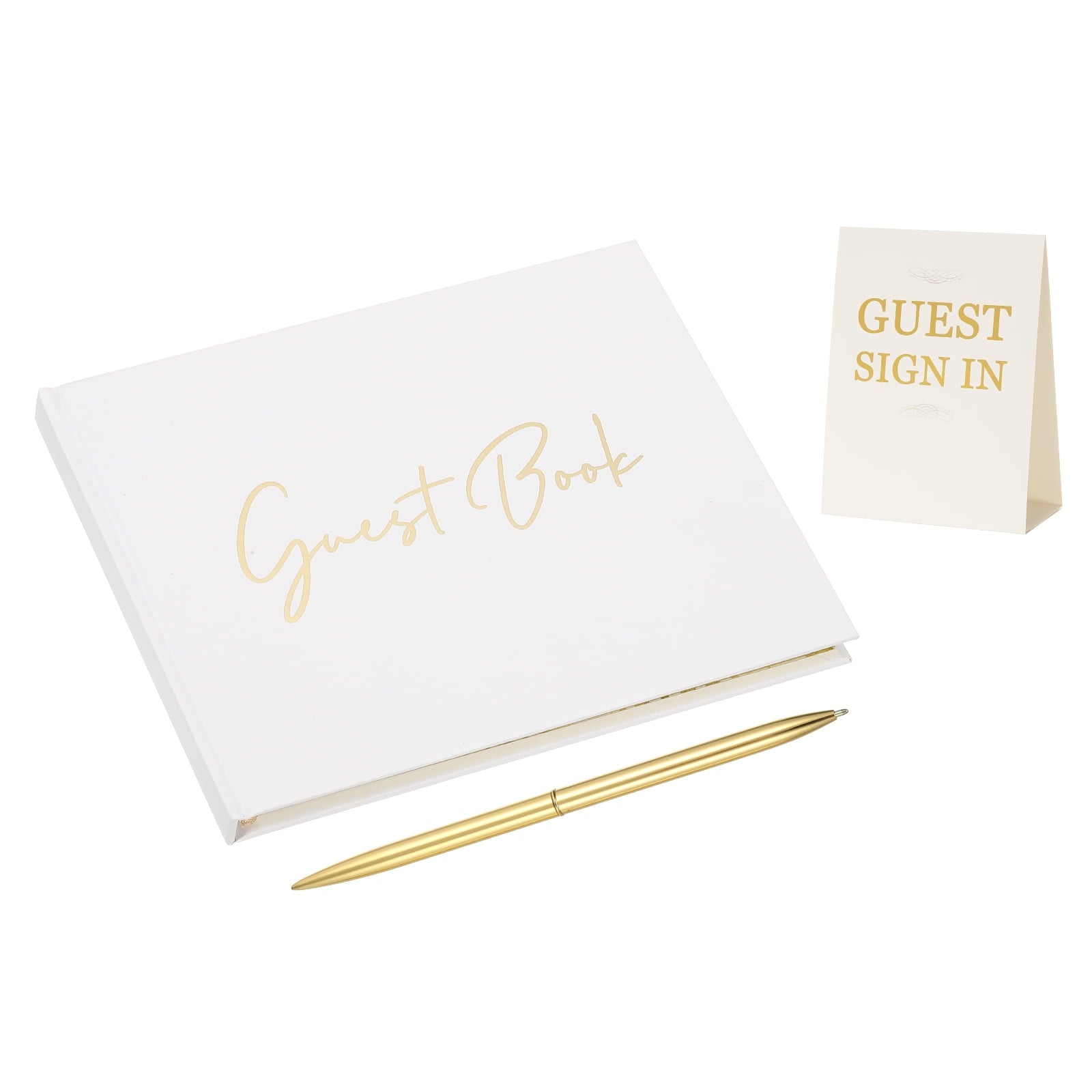 Uxcell Guest Book, 100 Pages Wedding Guest Sign in Book Reception Signature Book Party Decorations Supplies for Birthday Bridal Shower, Gold